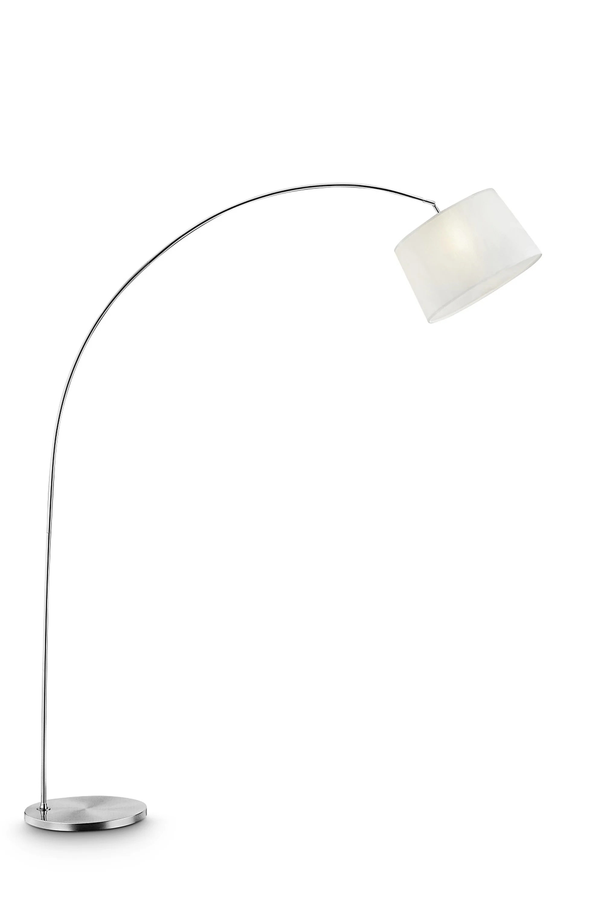 Silver Metal Arch Floor Lamp with White Fabric Shade By Homeroots - Image 3