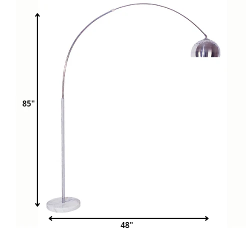 Silver Metal Arched Floor Lamp By Homeroots - Image 5