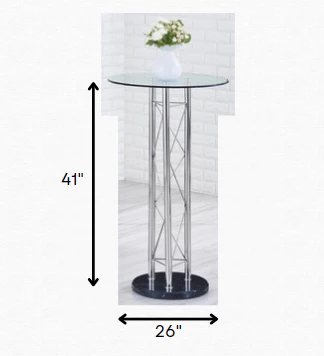 Silver metal chrome Glass top Bar Table By Homeroots - Image 3