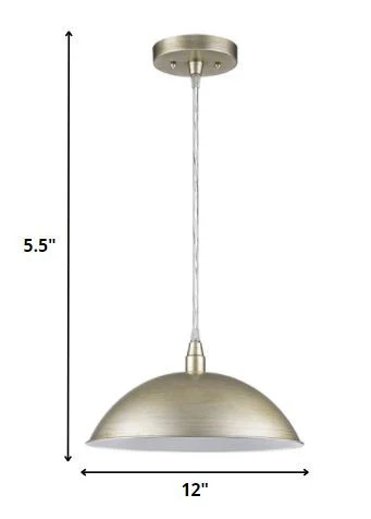 Silver Metal Hanging Light with Dome Shade By Homeroots - Image 2