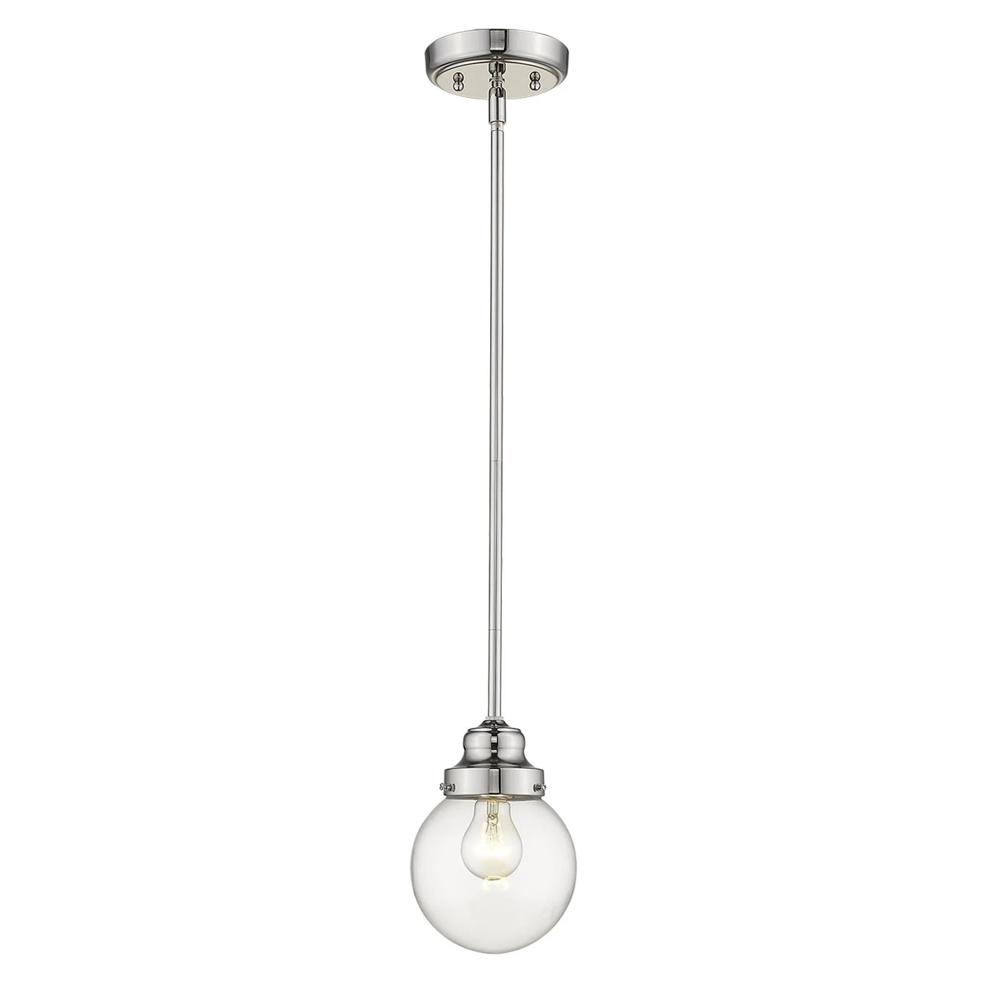 Silver Metal Hanging with Round Clear Glass Shade By Homeroots - Image 2