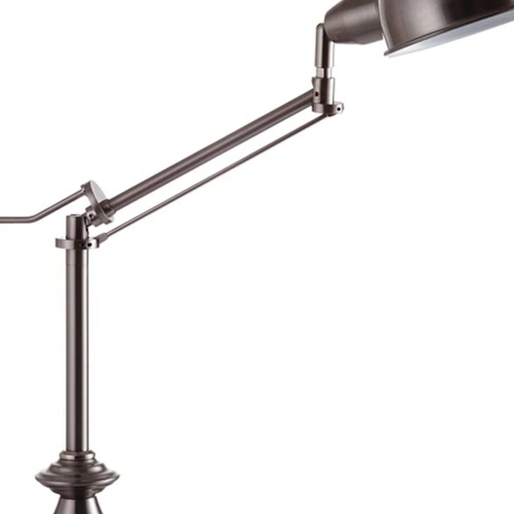 Silver Metal Swing Arm Table Lamp By Homeroots - Image 4
