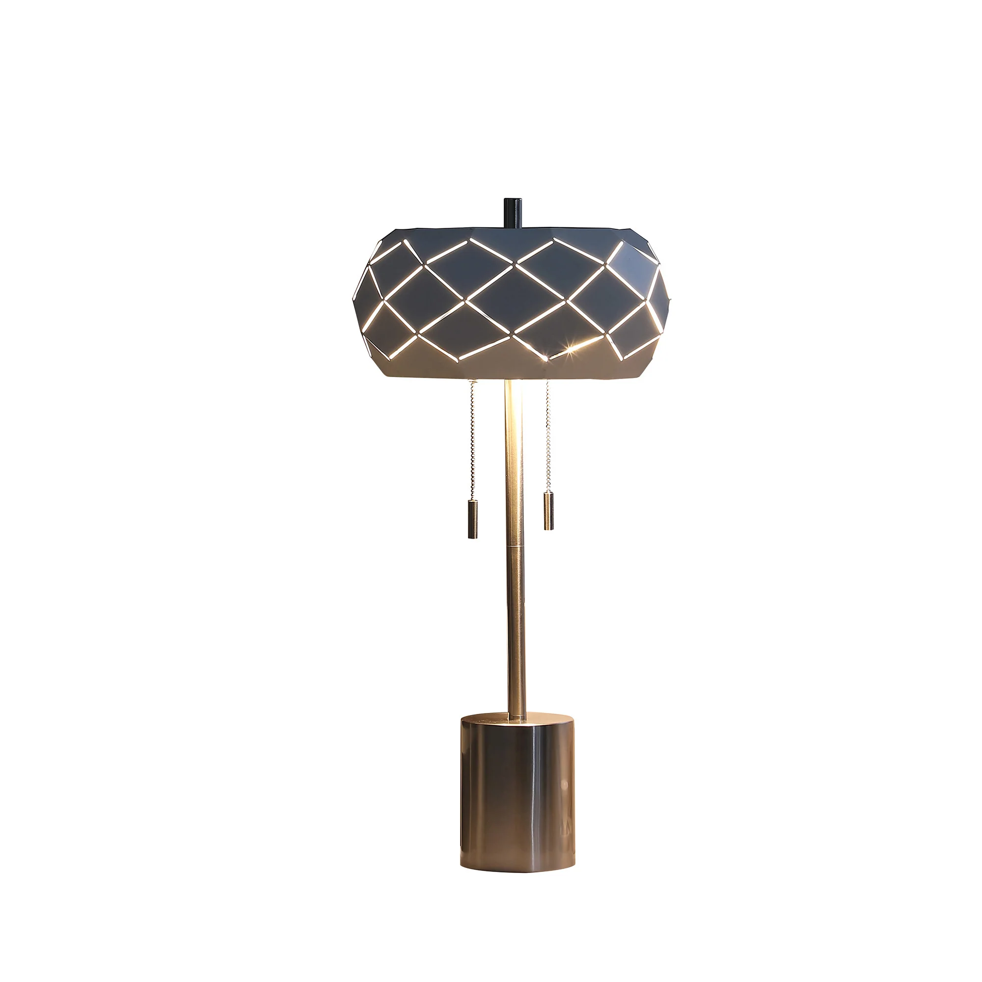 Silver Metal Table Lamp With Geometric Laser Cut Metal Shade By Homeroots - Image 2
