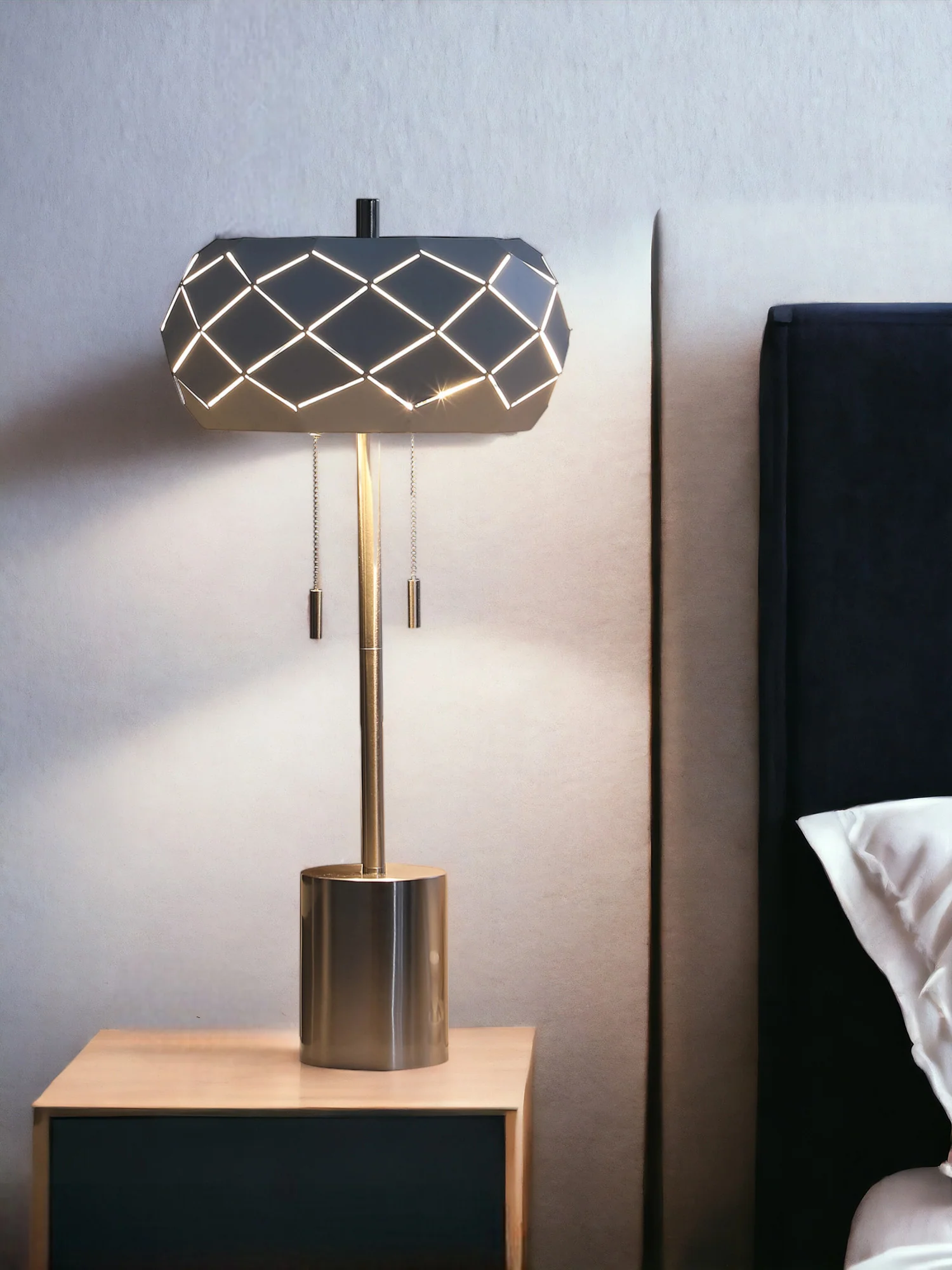 Silver Metal Table Lamp With Geometric Laser Cut Metal Shade By Homeroots - Image 4