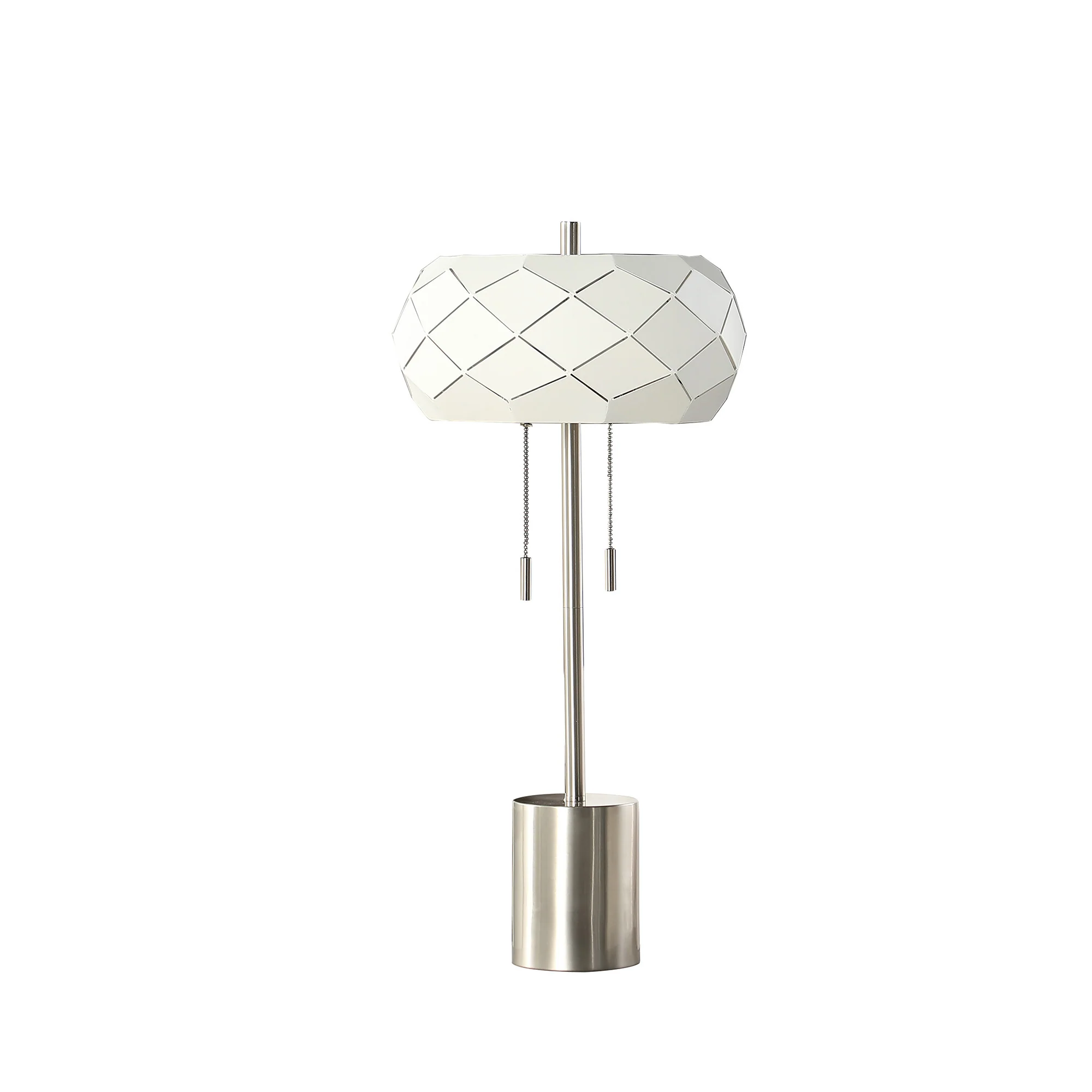 Silver Metal Table Lamp With Geometric Laser Cut Metal Shade By Homeroots - Image 5