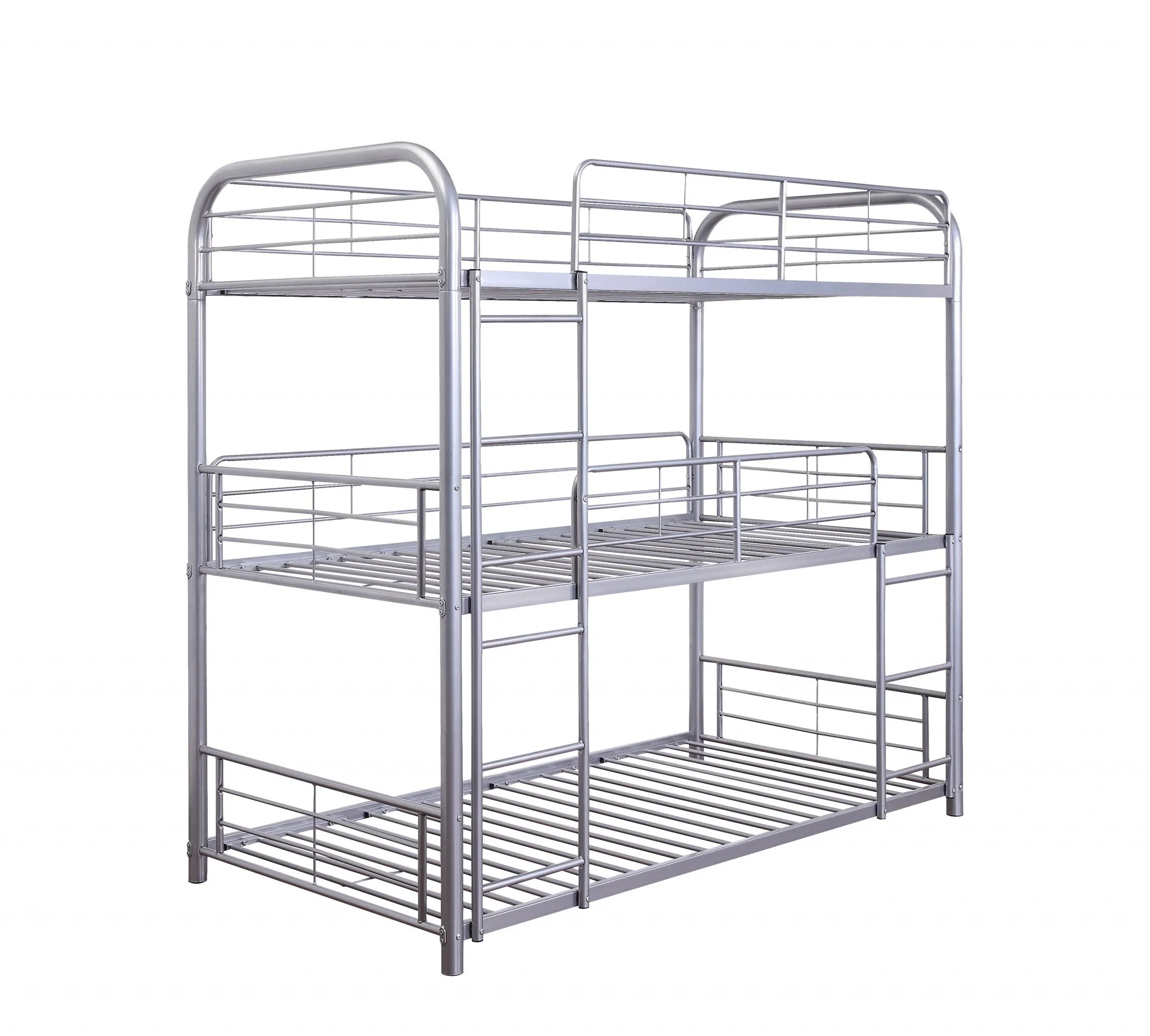 Silver Metal Triple Bunk Bed - Twin By Homeroots - Image 2