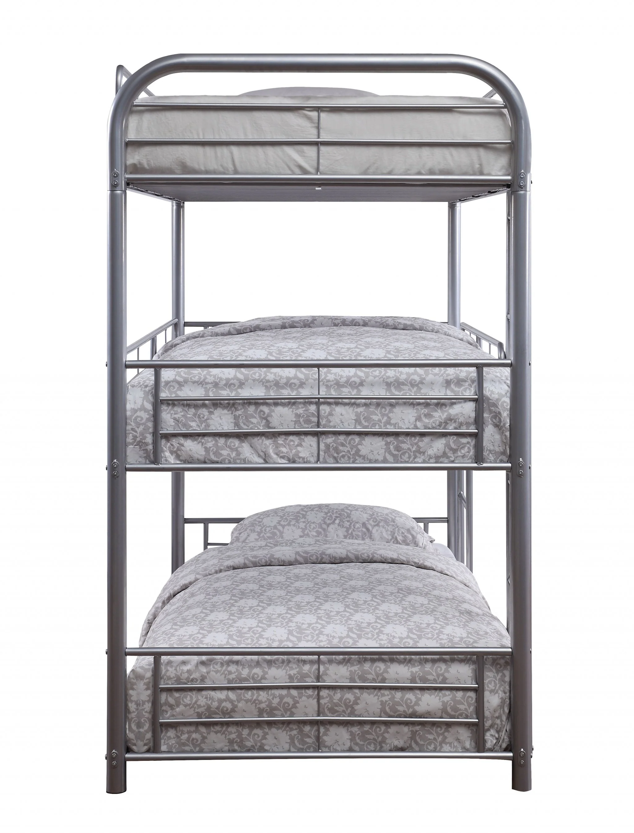 Silver Metal Triple Bunk Bed - Twin By Homeroots - Image 3