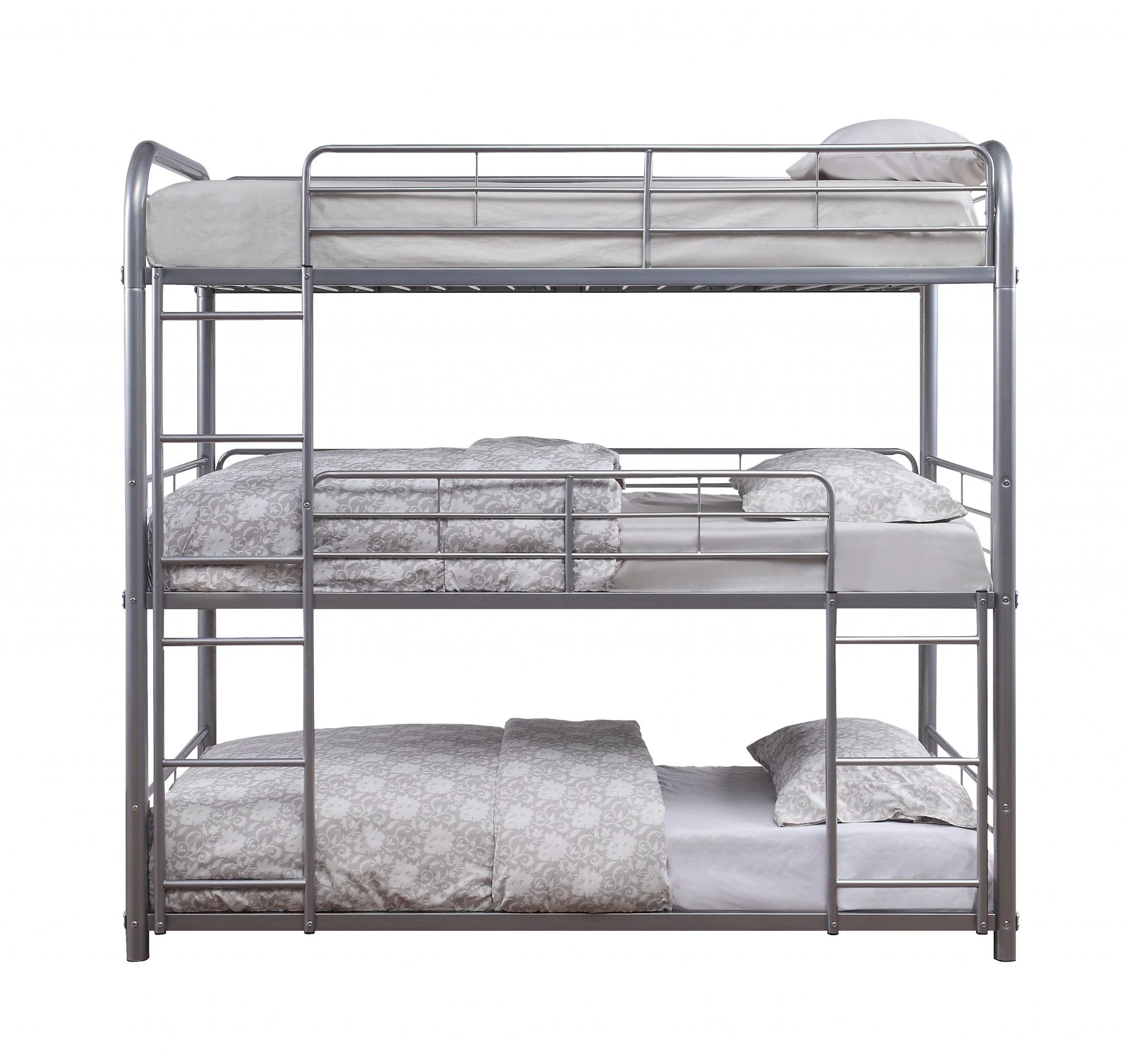 Silver Metal Triple Bunk Bed - Twin By Homeroots - Image 4