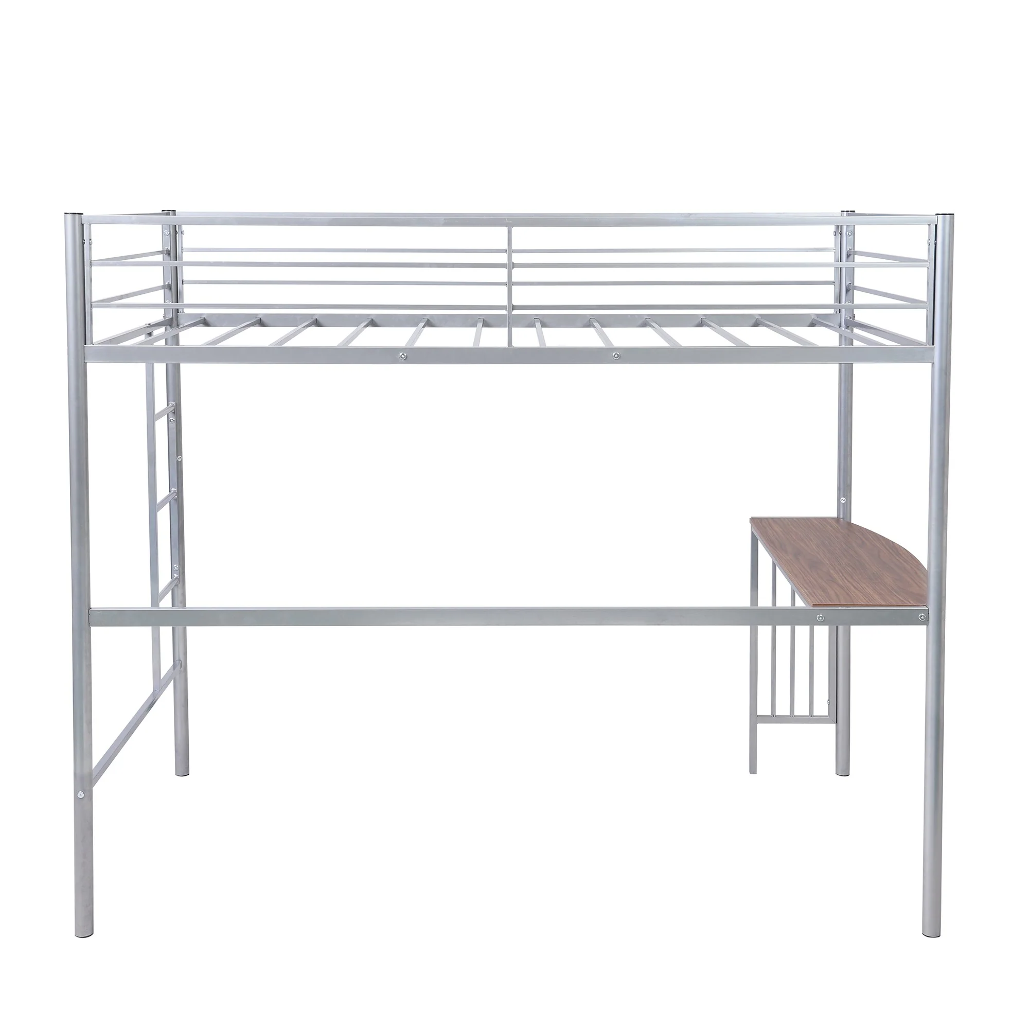 Silver Metal Twin Size Loft Bed With Desk By Homeroots - Image 5