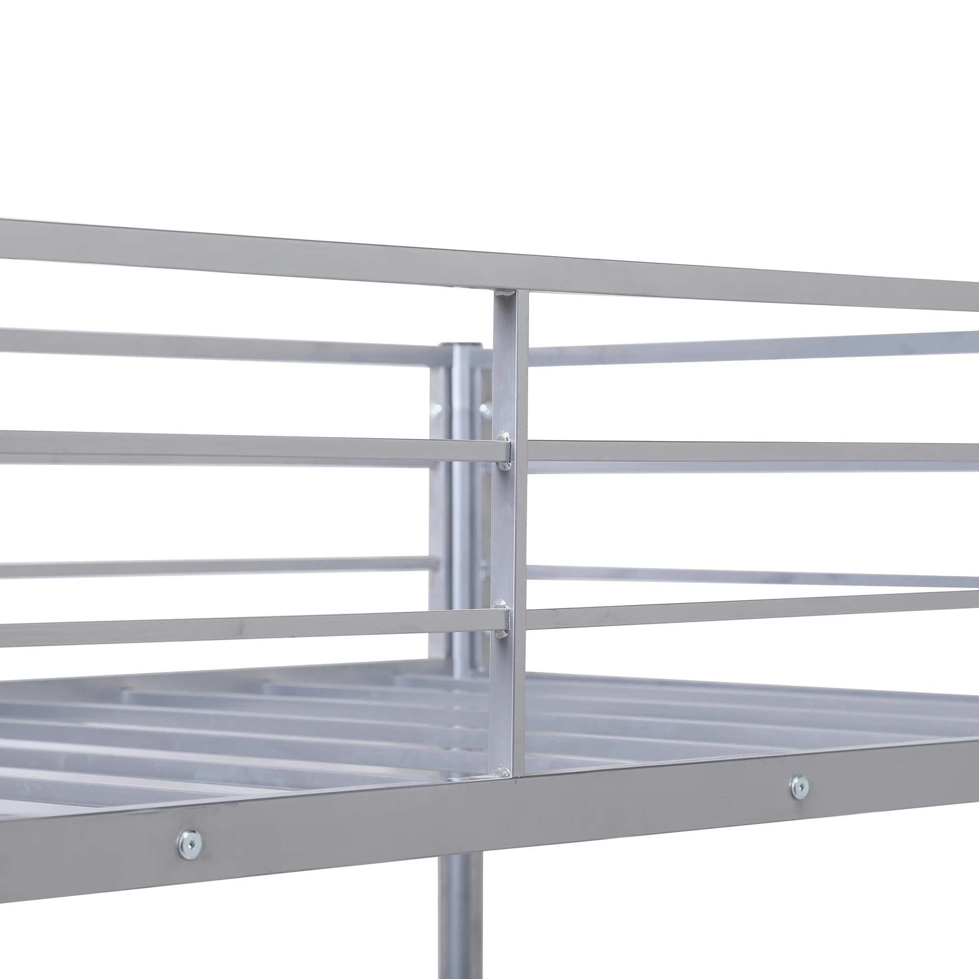 Silver Metal Twin Size Loft Bed With Desk By Homeroots - Image 6