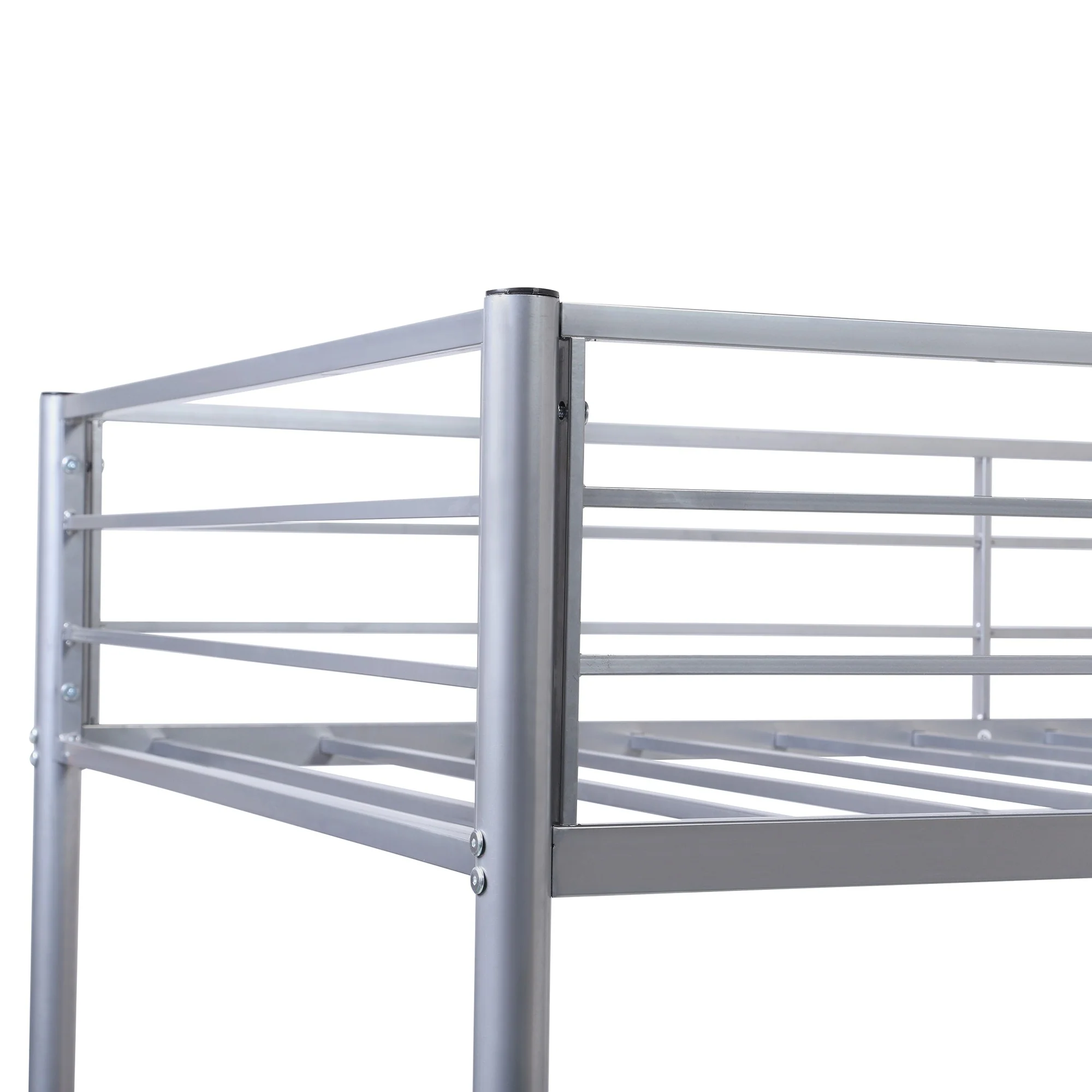 Silver Metal Twin Size Loft Bed With Desk By Homeroots - Image 7