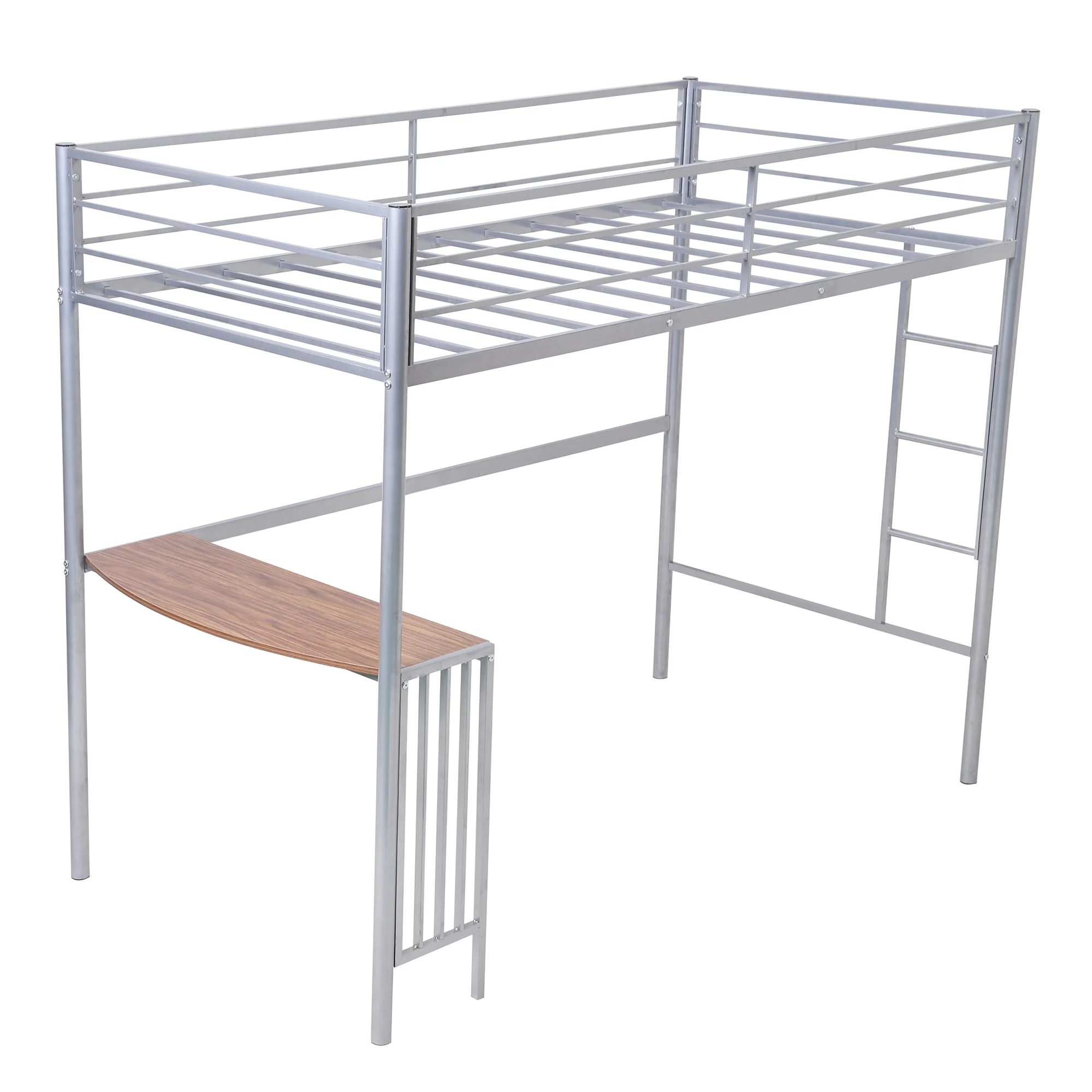 Silver Metal Twin Size Loft Bed With Desk By Homeroots - Image 8