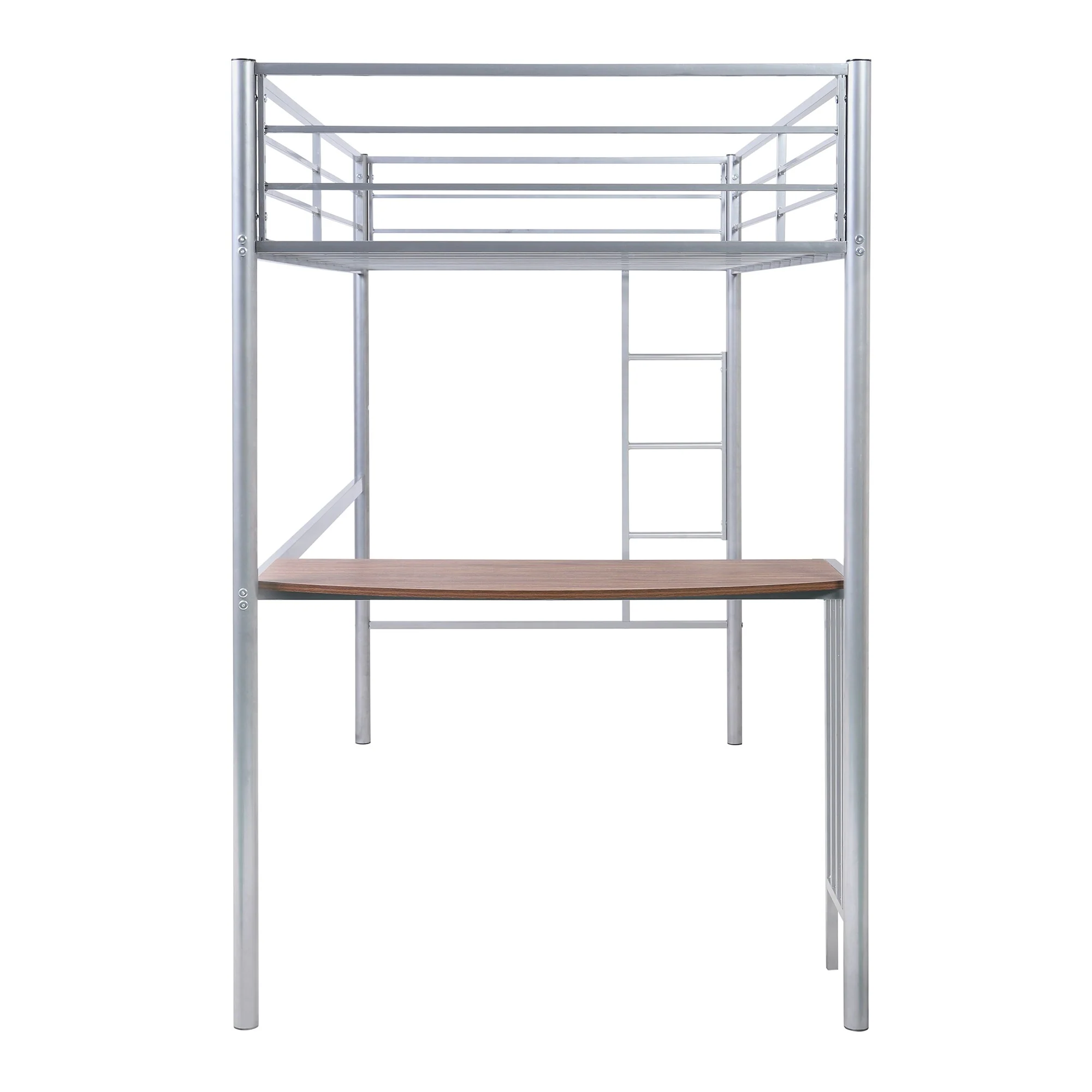 Silver Metal Twin Size Loft Bed With Desk By Homeroots - Image 9