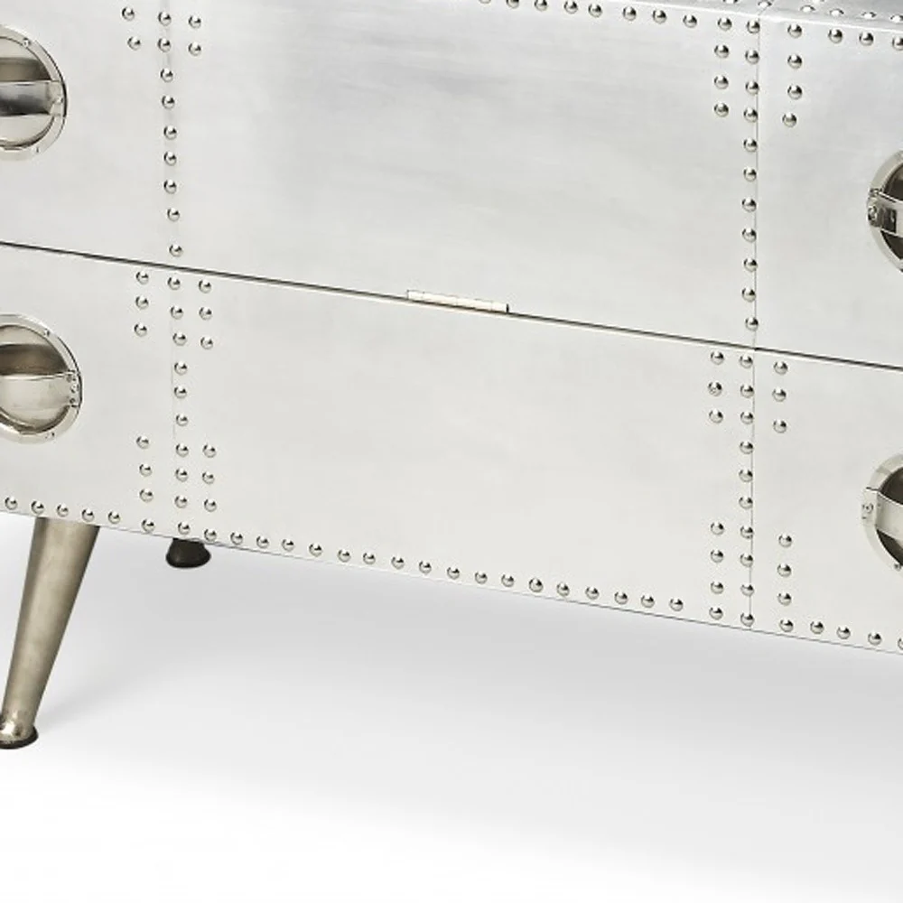 Silver Metal Two Drawer Chest By Homeroots - Image 3