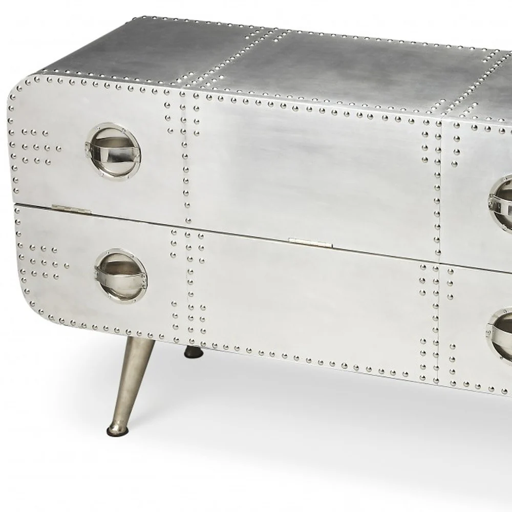 Silver Metal Two Drawer Chest By Homeroots - Image 4