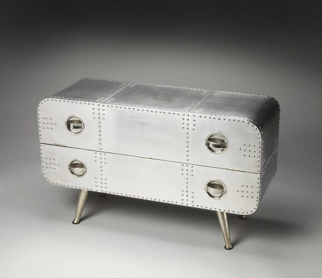 Silver Metal Two Drawer Chest By Homeroots - Image 7
