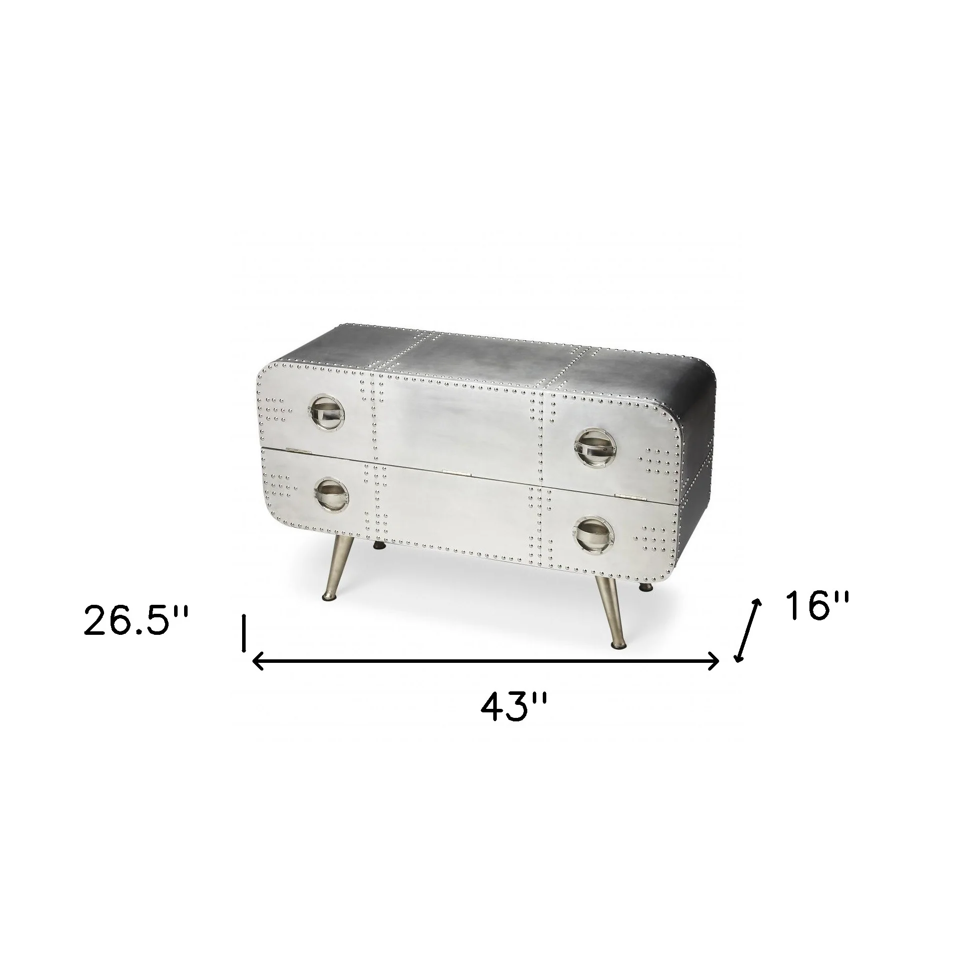 Silver Metal Two Drawer Chest By Homeroots - Image 8