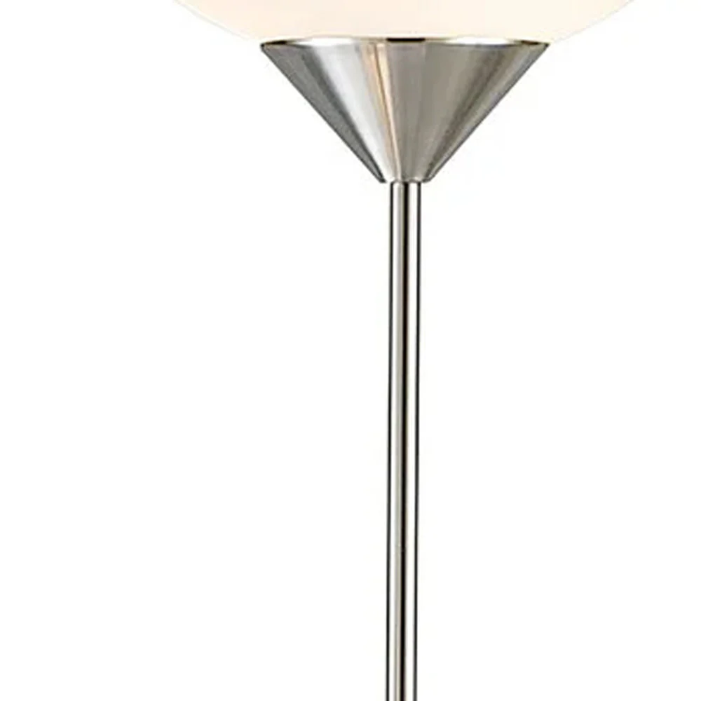 Silver Metal Two Light Torchiere Floor Lamp With White Bowl Shade By Homeroots - Image 4