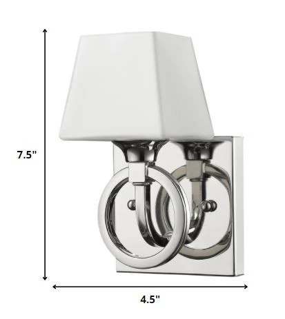 Silver Metal Wall Light with Frosted Glass Shade By Homeroots - Image 2