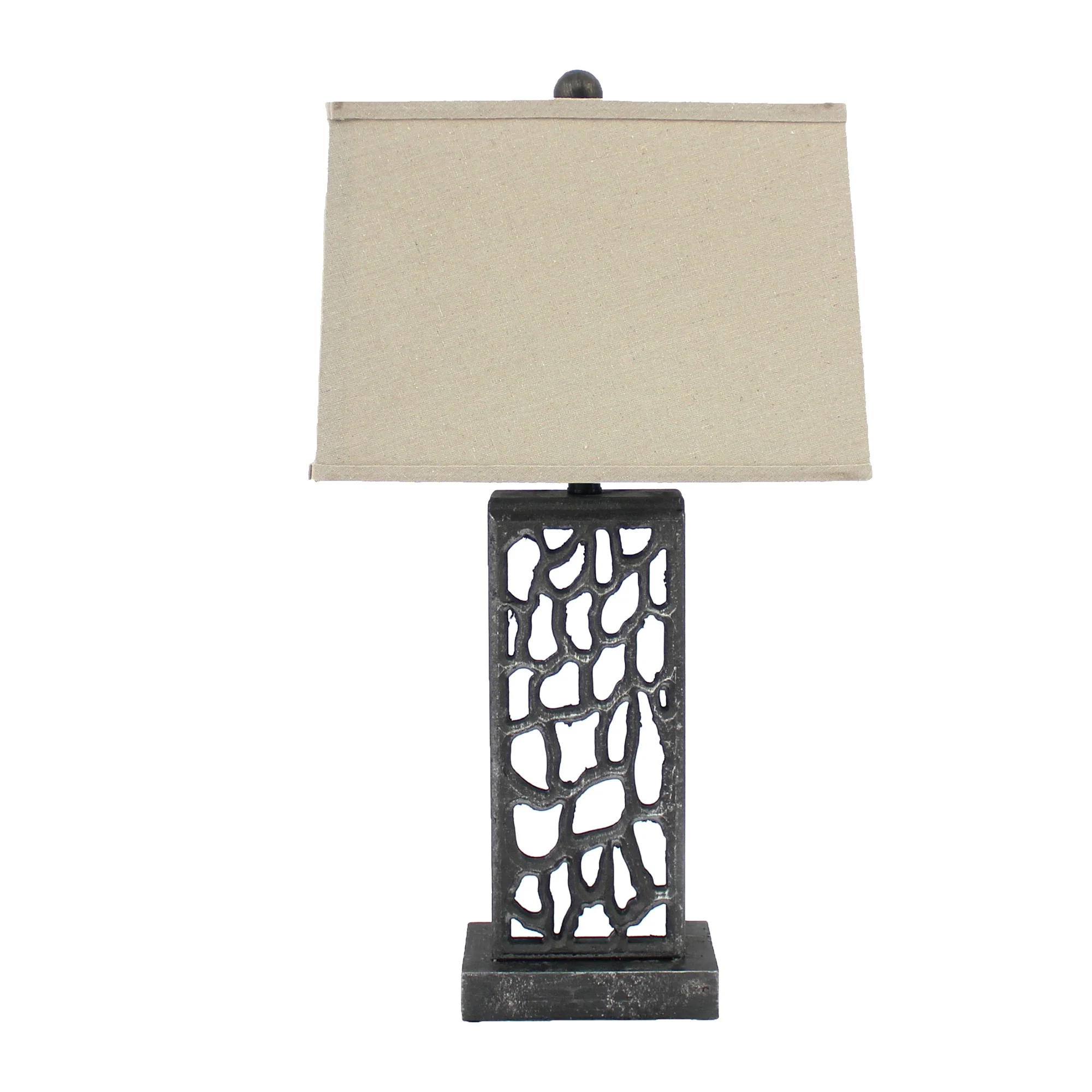 Silver Metal With Multi Mini Grotto Pattern - Table Lamp By Homeroots - Image 2