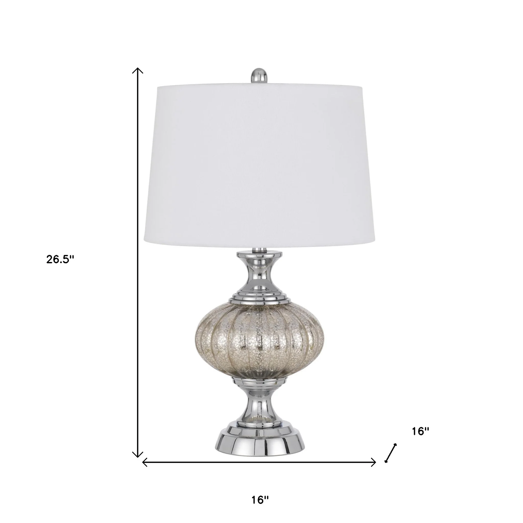 Silver Metallic Metal Table Lamp With White Empire Shade By Homeroots - Image 4