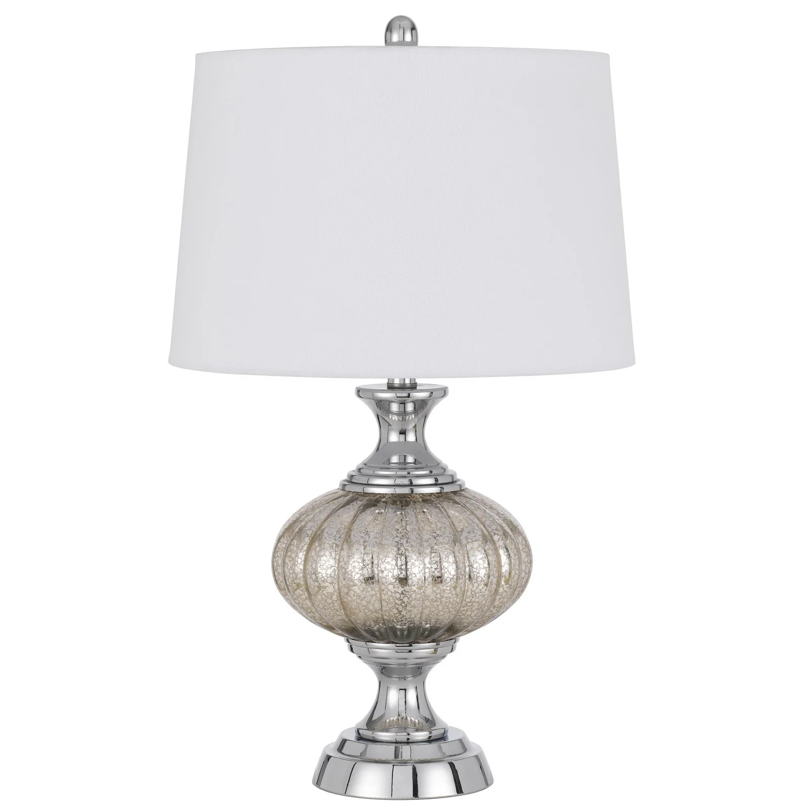 Silver Metallic Metal Table Lamp With White Empire Shade By Homeroots - Image 5