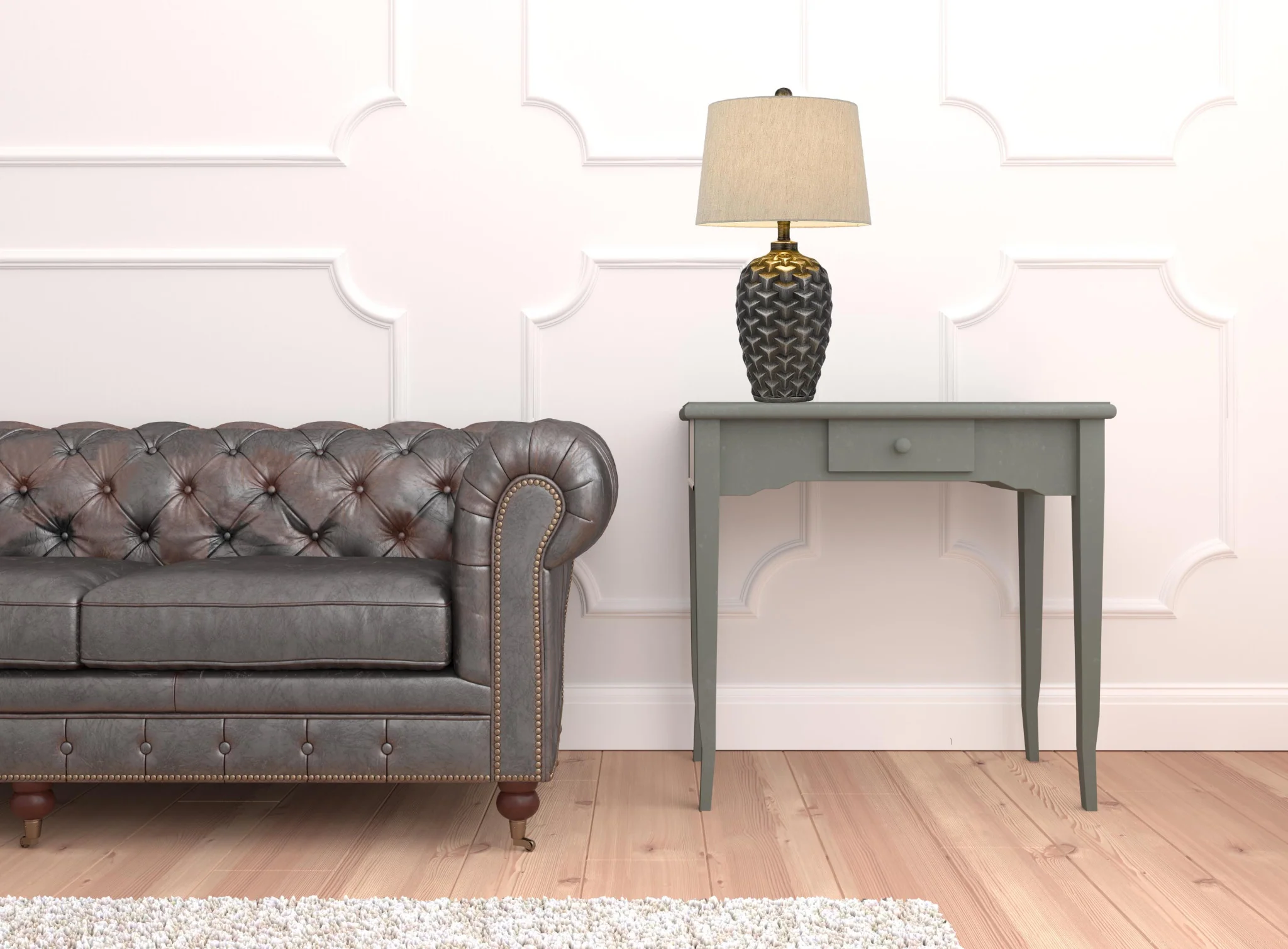 Silver Metallic Table Lamp With Gray Empire Shade By Homeroots - Image 3