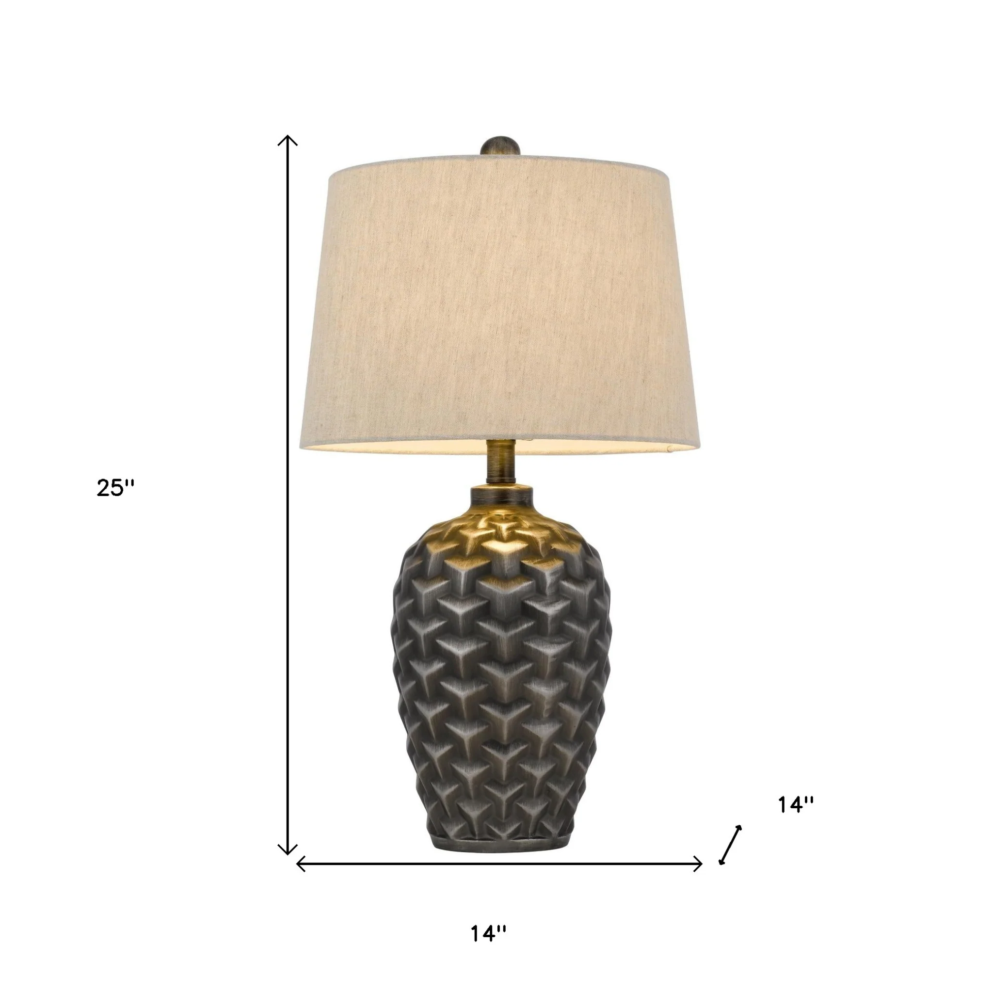 Silver Metallic Table Lamp With Gray Empire Shade By Homeroots - Image 4