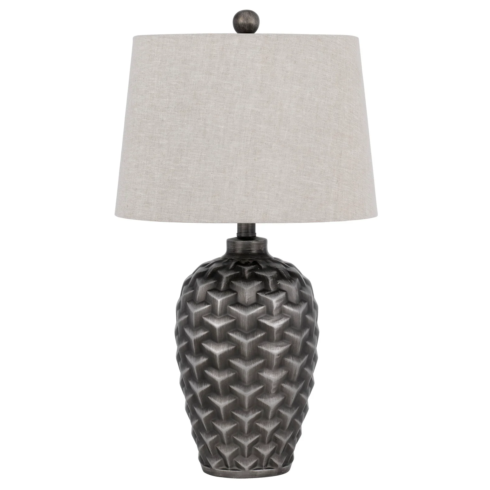 Silver Metallic Table Lamp With Gray Empire Shade By Homeroots - Image 6