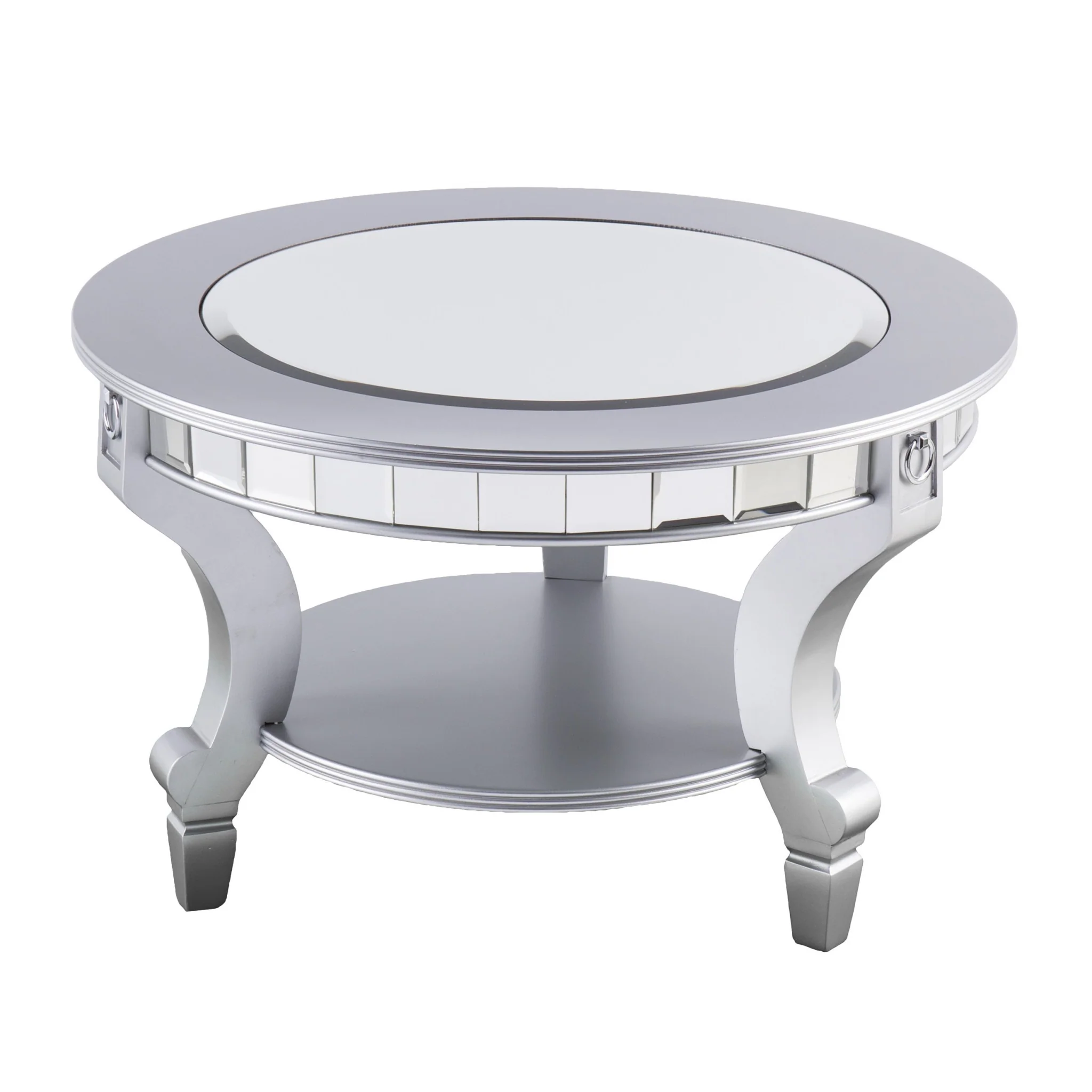 Silver Mirrored And Metal Round Mirrored Coffee Table By Homeroots - Image 5