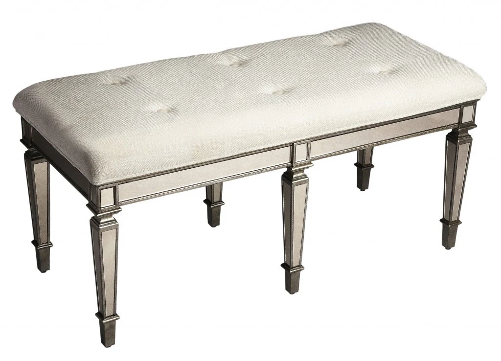 Silver Mirrored Bench By Homeroots - Image 2