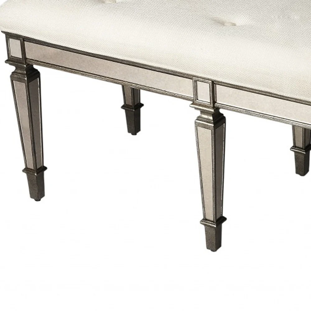 Silver Mirrored Bench By Homeroots - Image 3