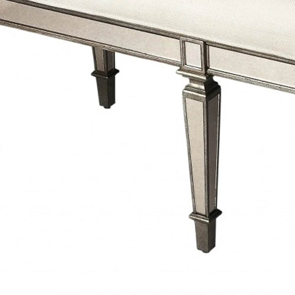 Silver Mirrored Bench By Homeroots - Image 4