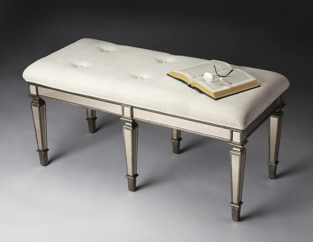 Silver Mirrored Bench By Homeroots - Image 5