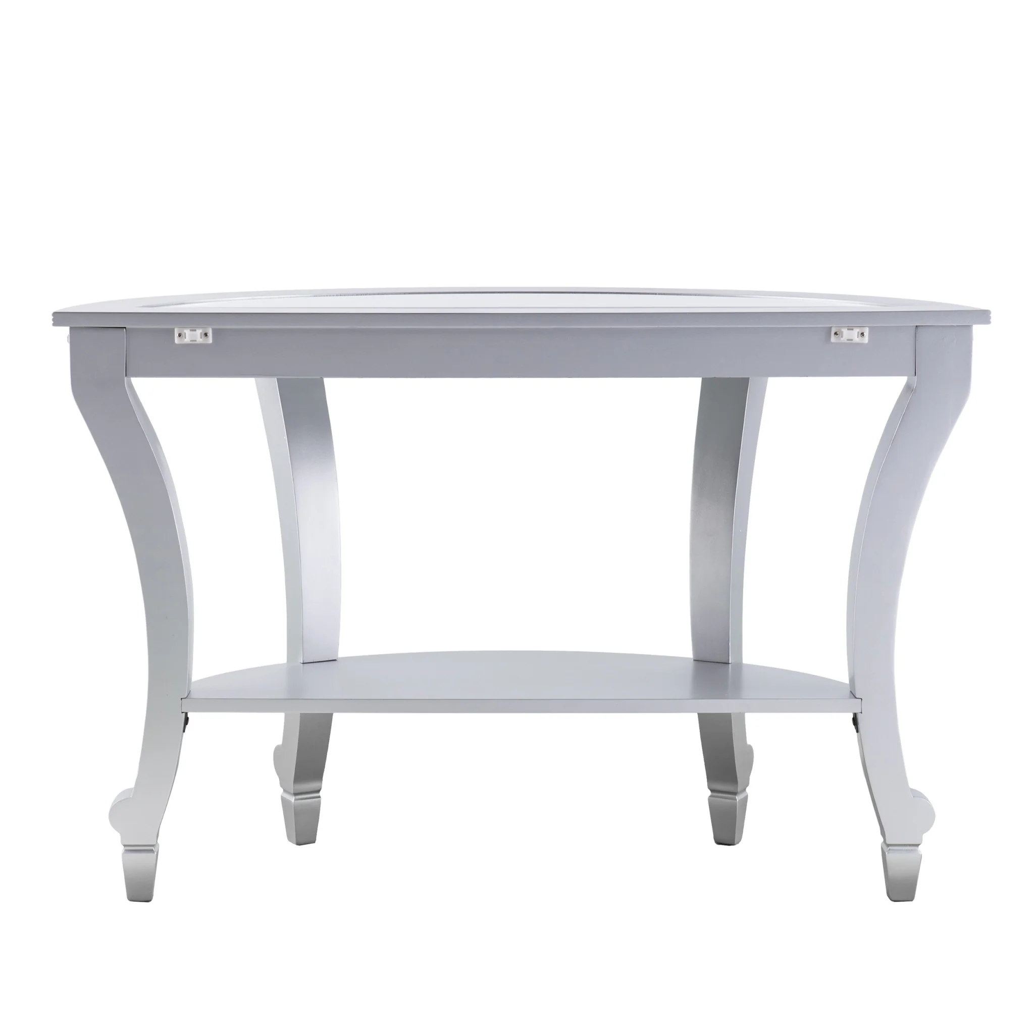 Silver Mirrored Glass Half Circle Console Table With Storage By Homeroots - Image 5