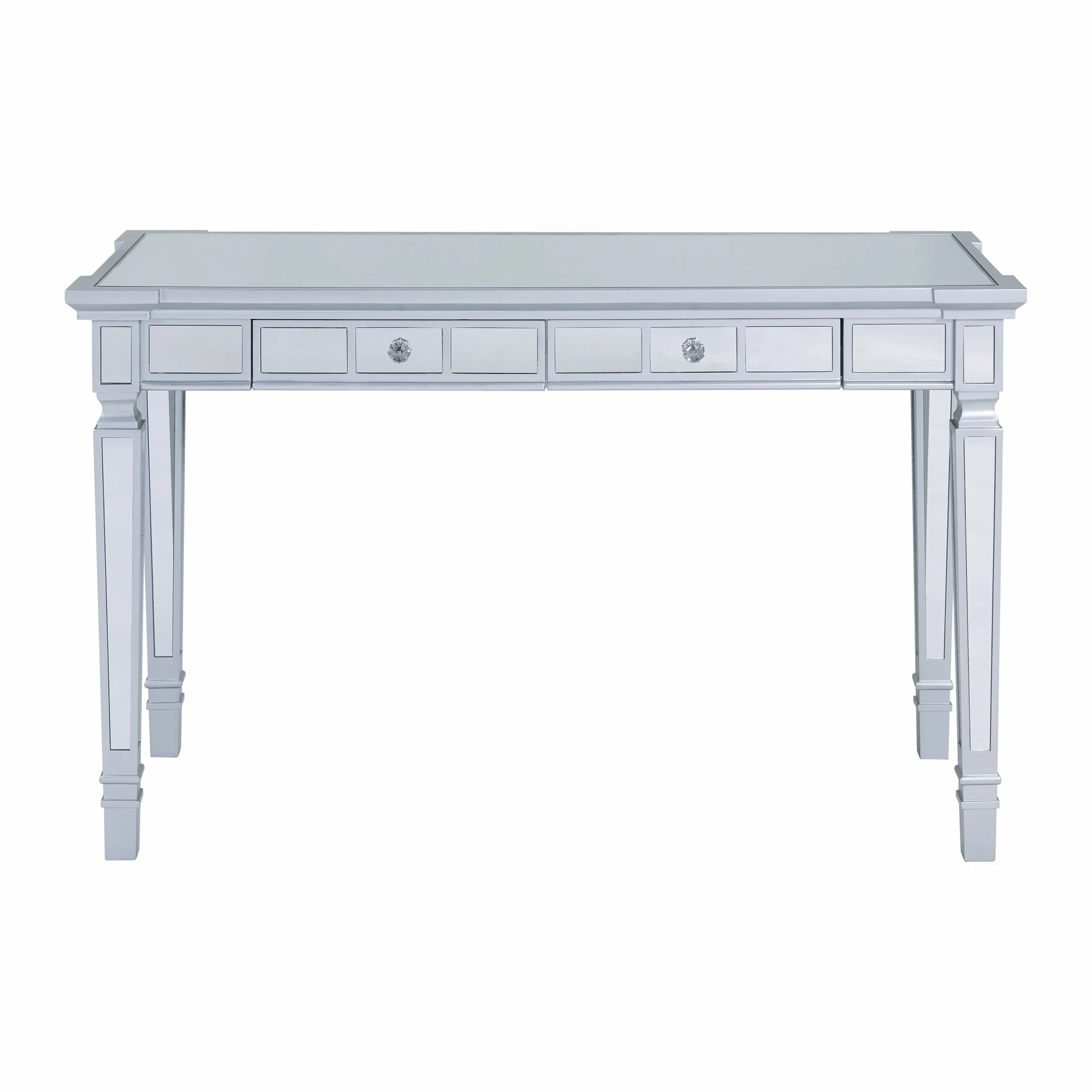 Silver Mirrored Writing Desk with Drawers By Homeroots - Image 4
