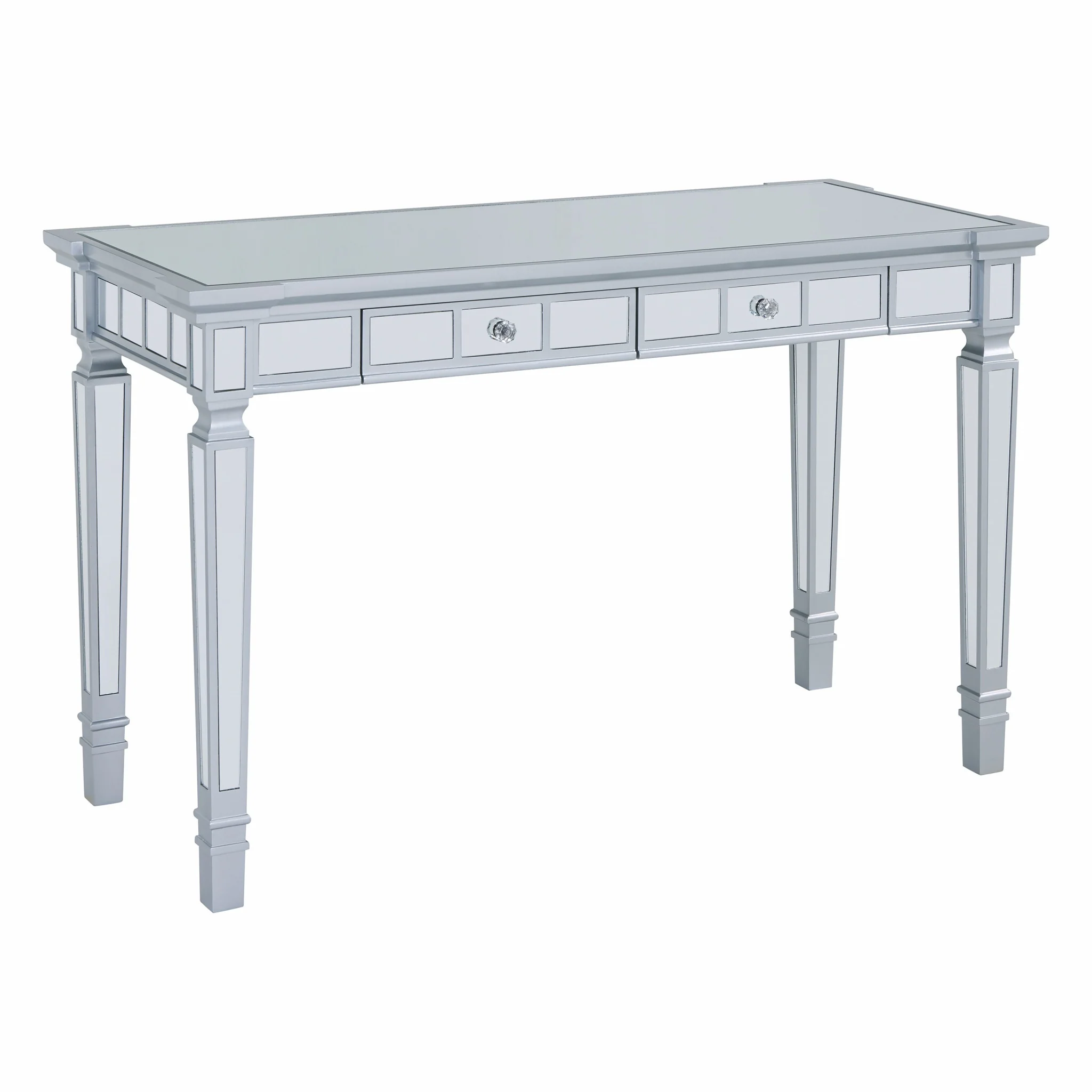 Silver Mirrored Writing Desk with Drawers By Homeroots - Image 5