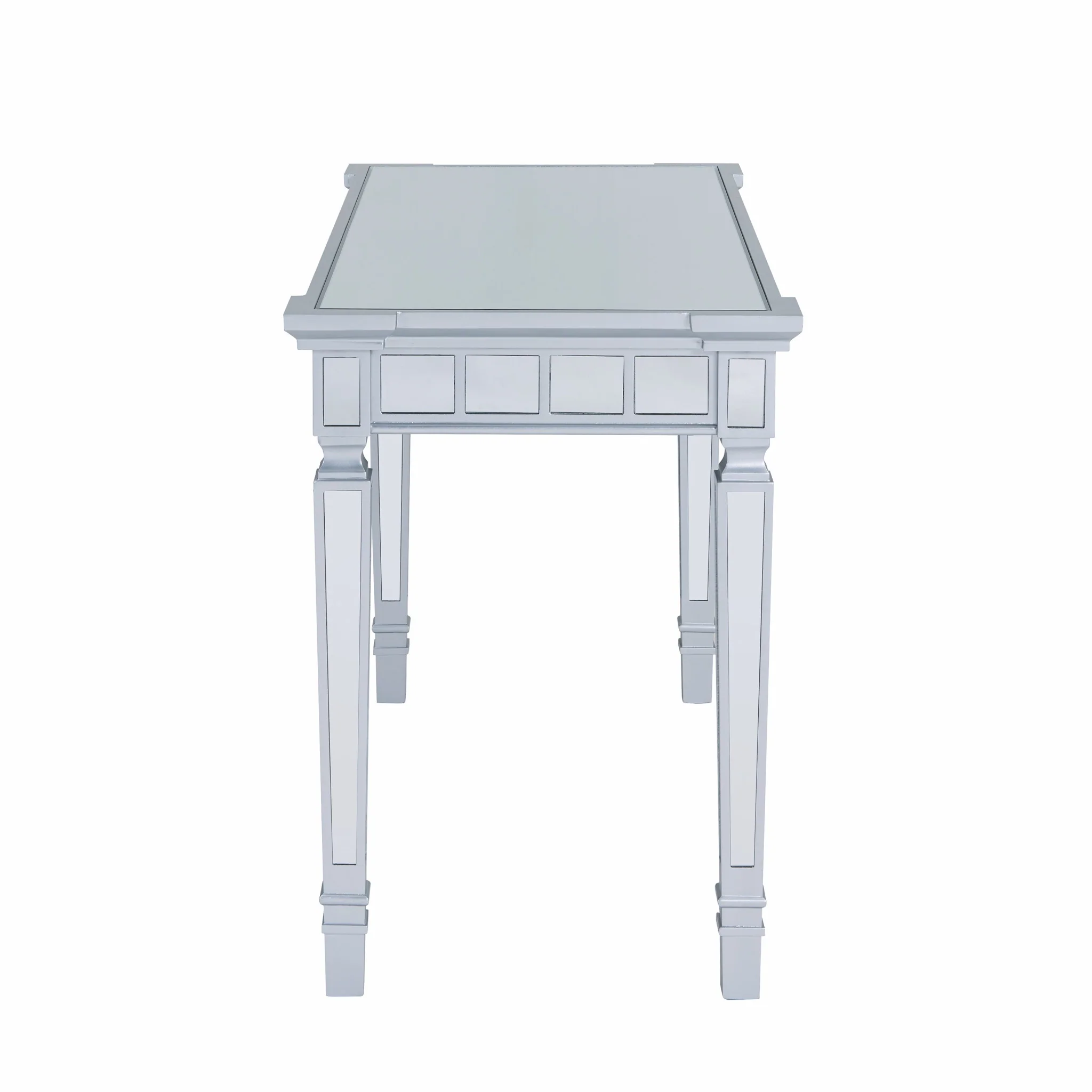 Silver Mirrored Writing Desk with Drawers By Homeroots - Image 6