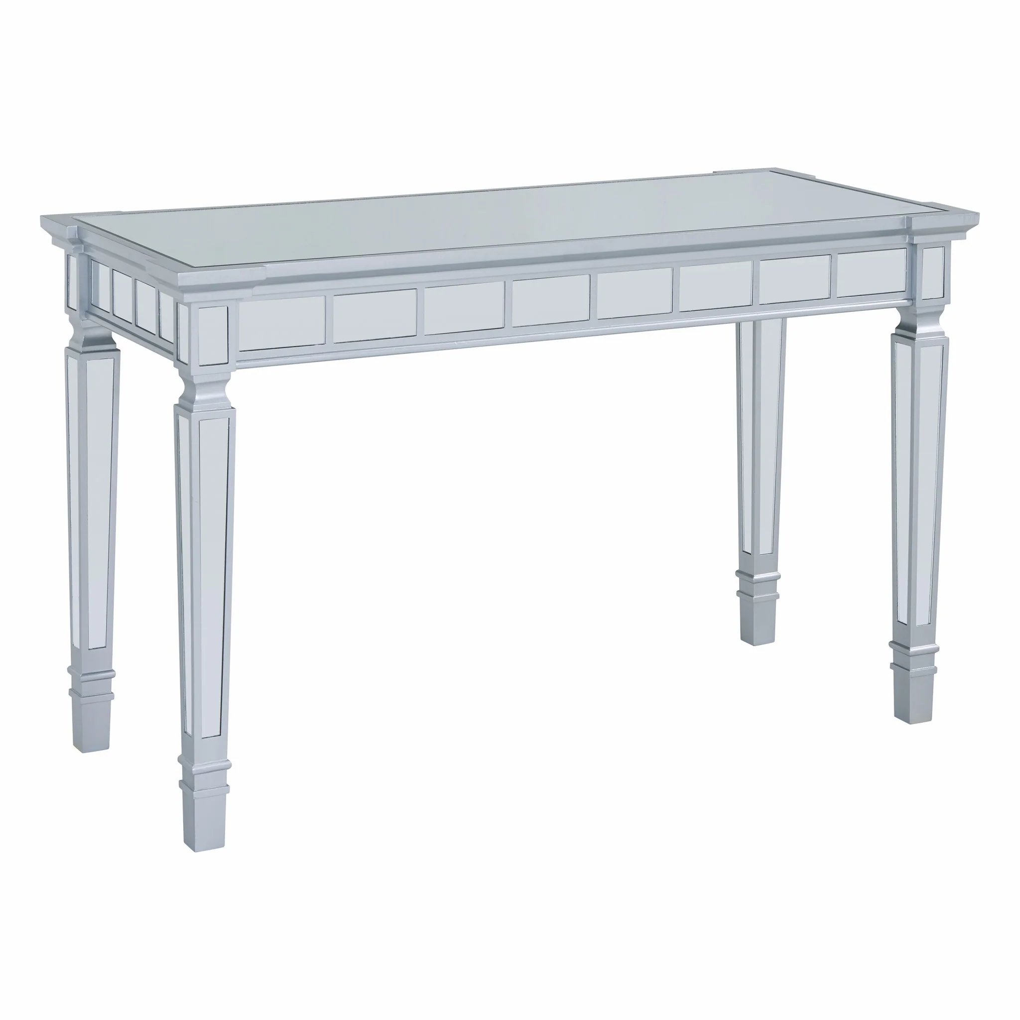 Silver Mirrored Writing Desk with Drawers By Homeroots - Image 8