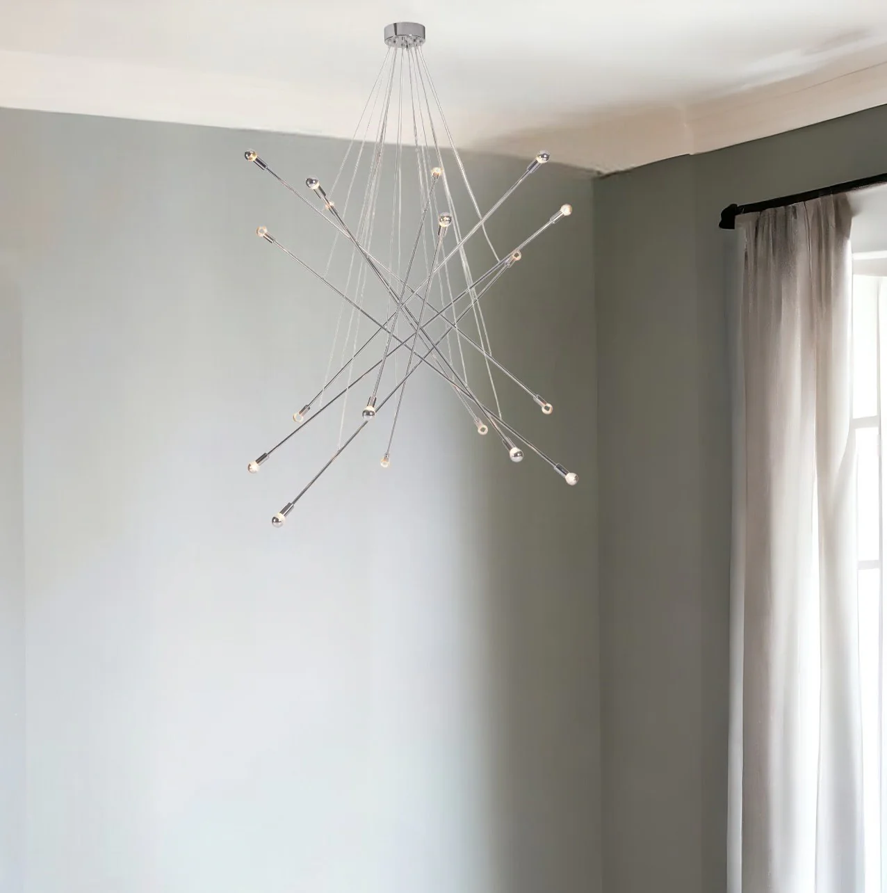 Silver Multi Light Metal Dimmable Chandelier By Homeroots - Image 2