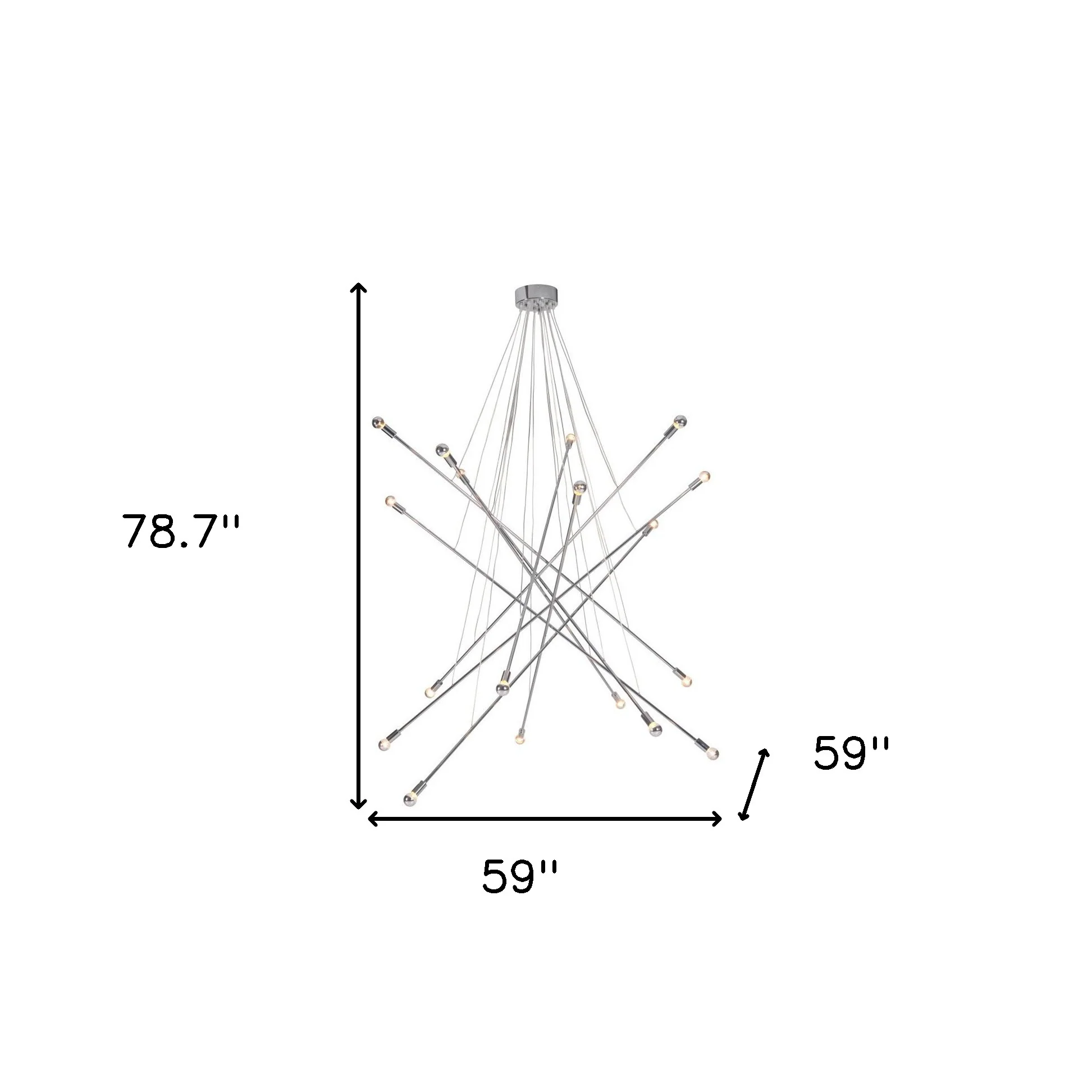 Silver Multi Light Metal Dimmable Chandelier By Homeroots - Image 7