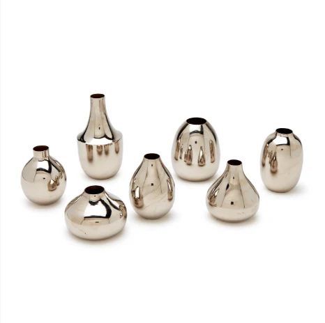 Silver-Plated Nickel Vases Set Of 21 By Tozai Home - Image 2