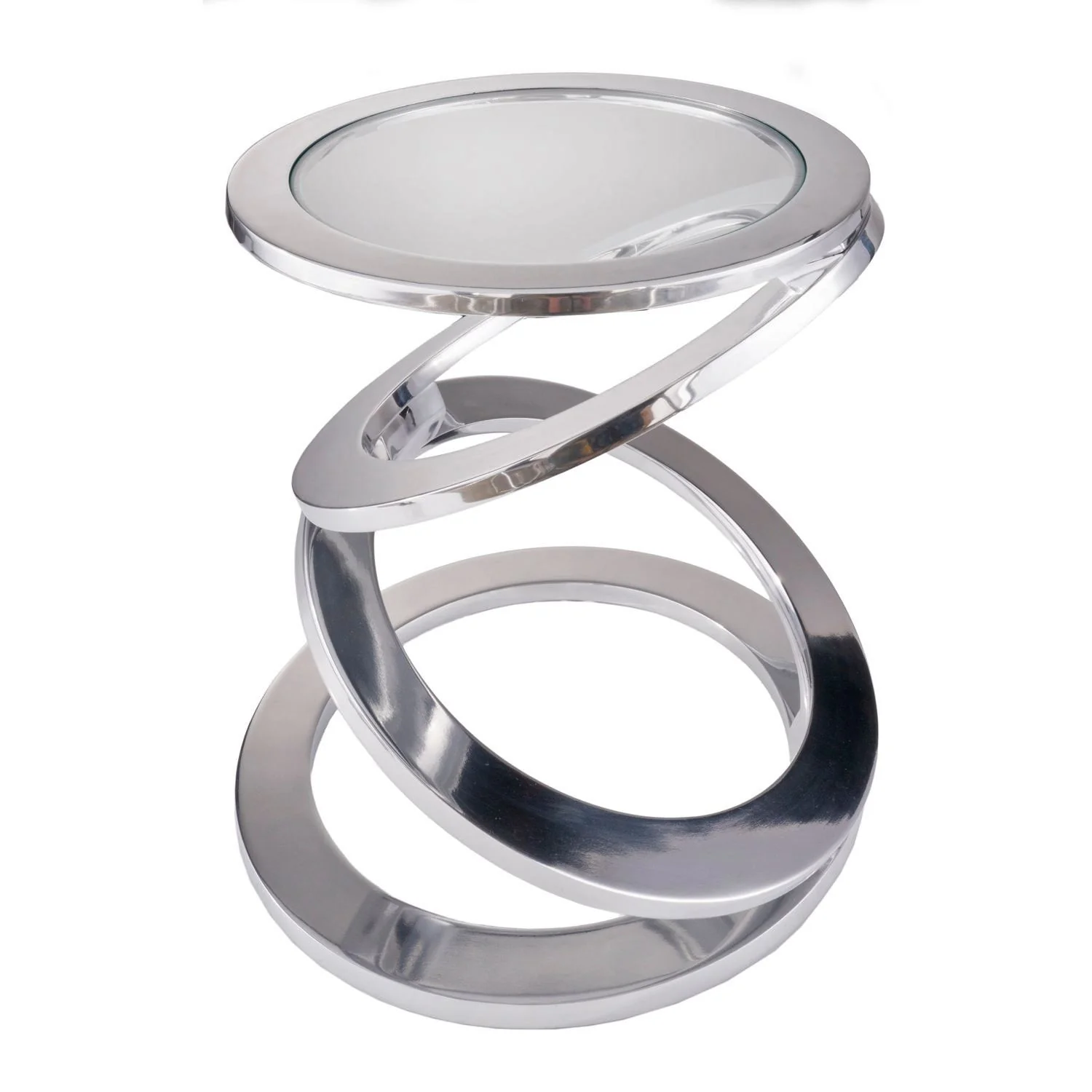 Silver Rings Metal Frame and Glass Top Accent Table By Homeroots - Image 2
