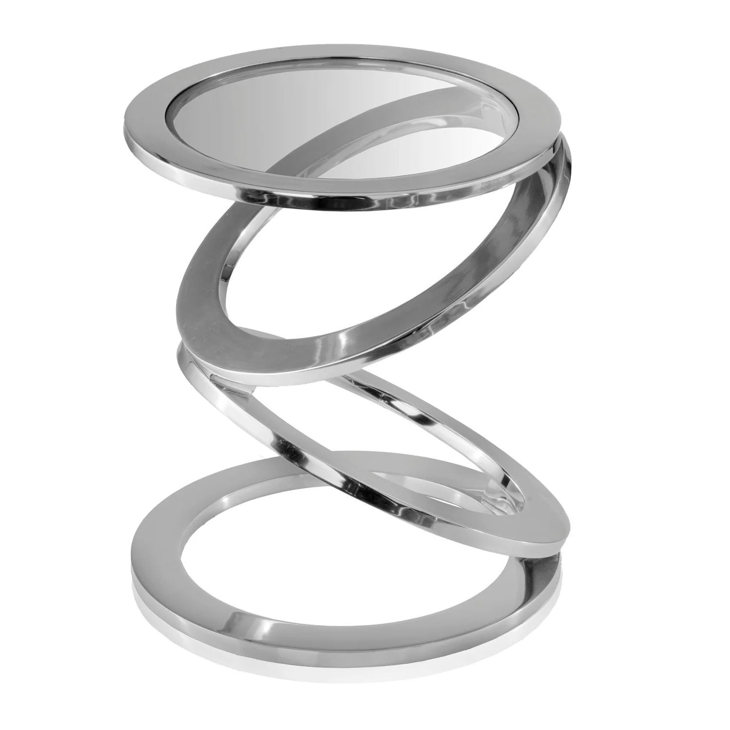 Silver Rings Metal Frame and Glass Top Accent Table By Homeroots - Image 4