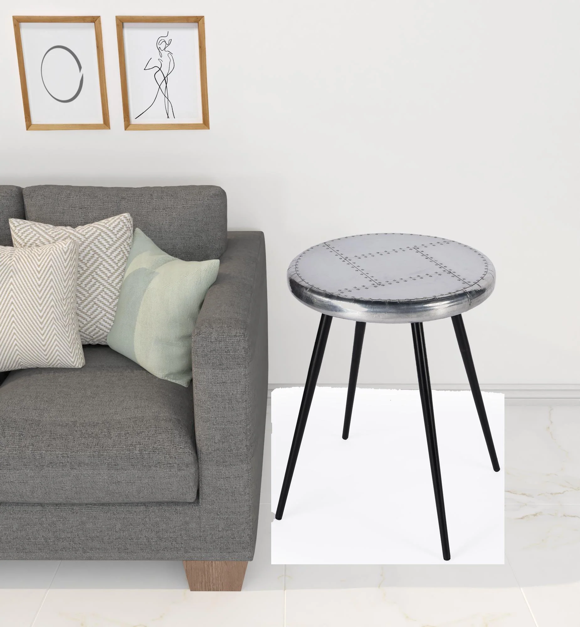 Silver Round End Table By Homeroots - Image 5