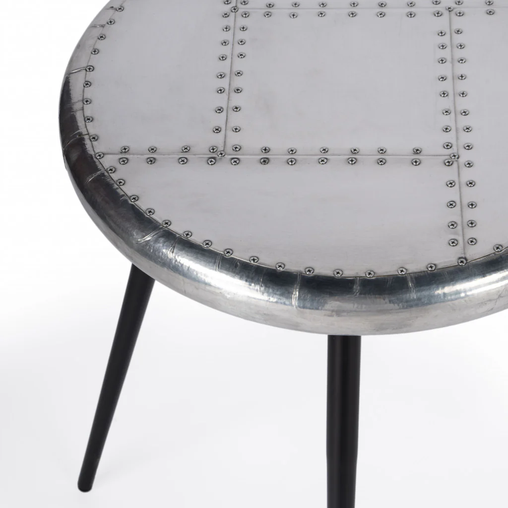 Silver Round End Table By Homeroots - Image 7