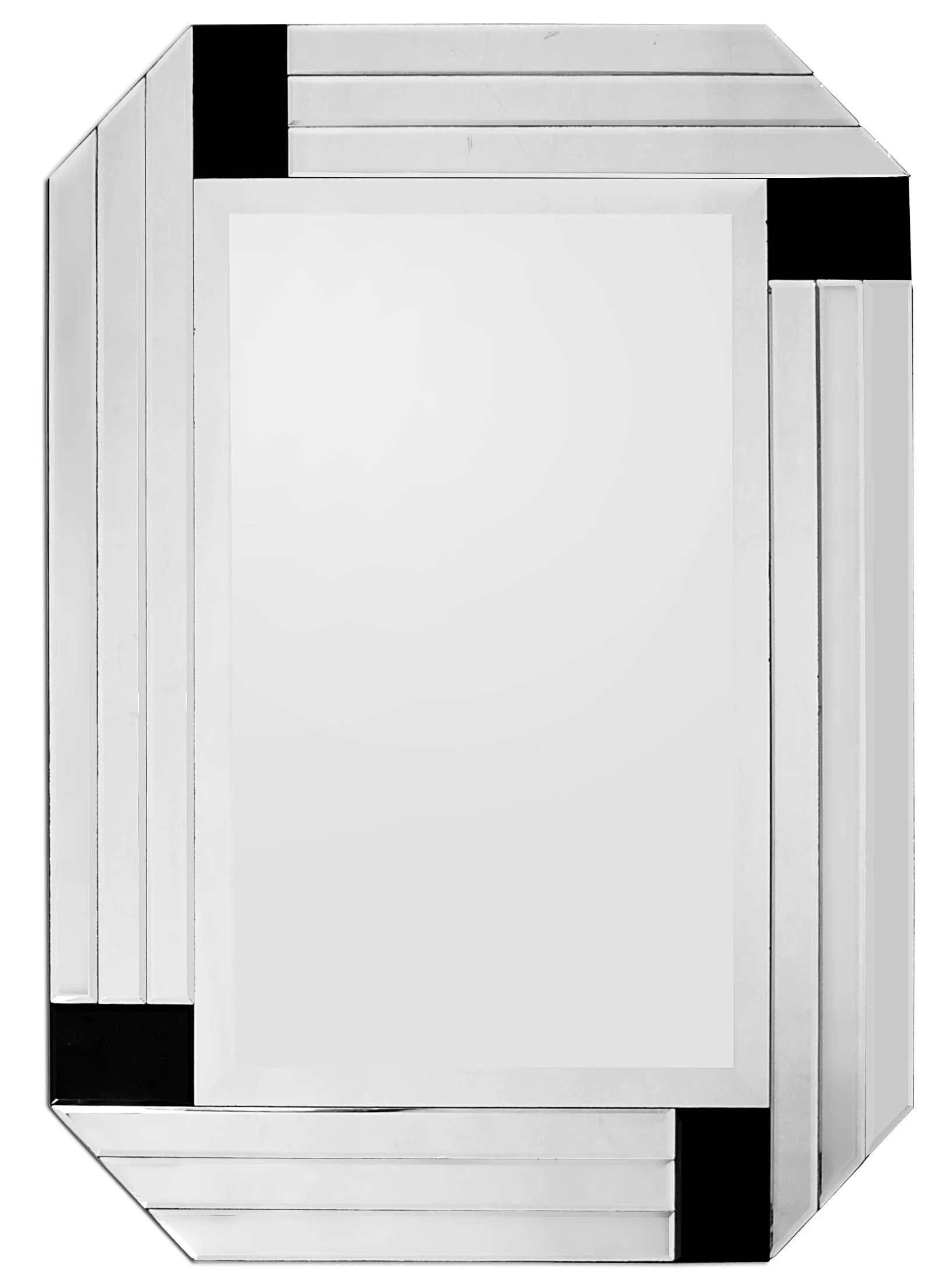 Silver Round Mirror with Black Corners By Homeroots - Image 3