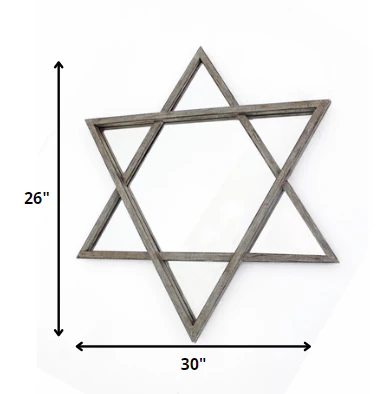 Silver Rustic Hexagram Wooden - Cosmetic Mirror By Homeroots - Image 2