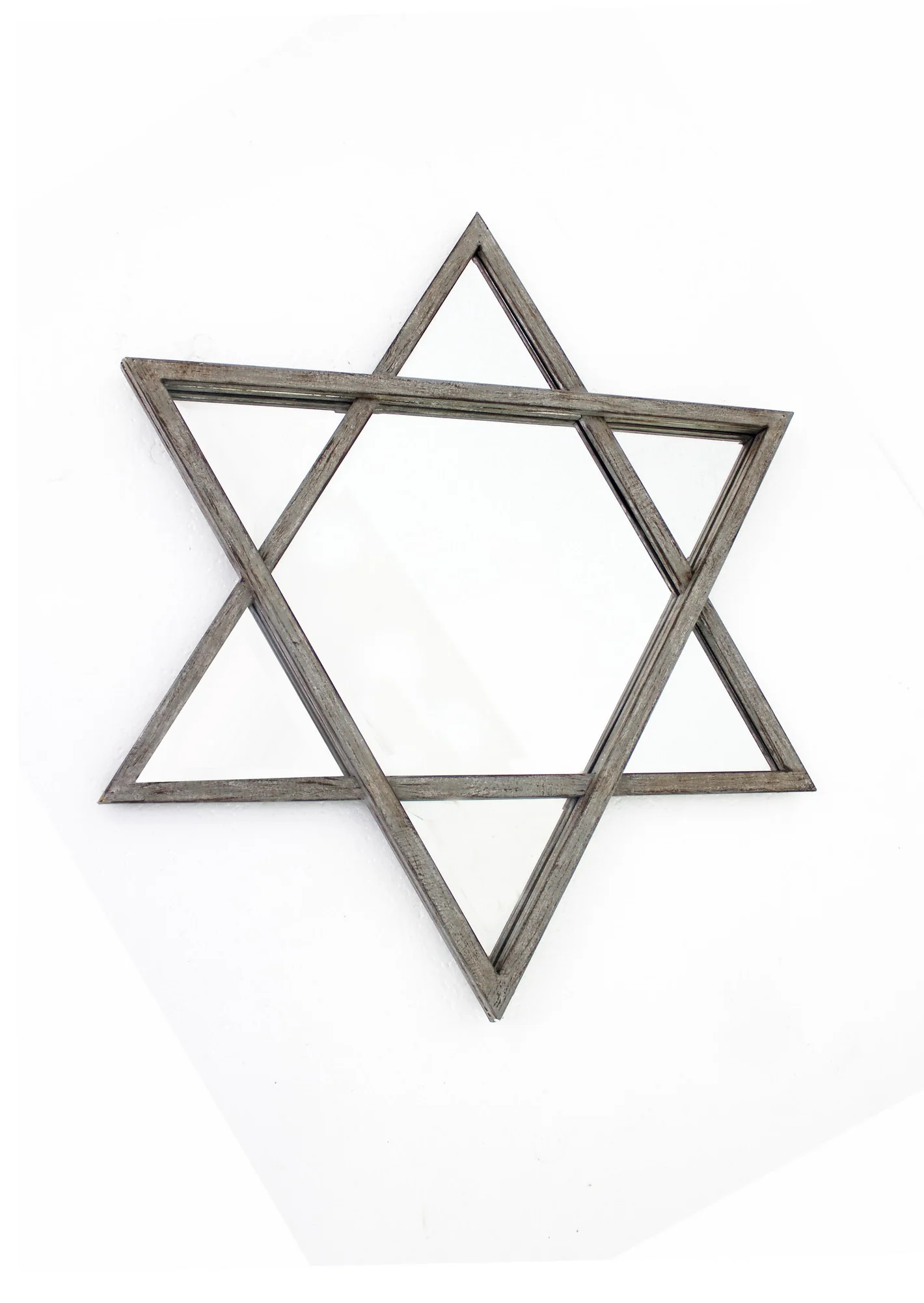 Silver Rustic Hexagram Wooden - Cosmetic Mirror By Homeroots - Image 3
