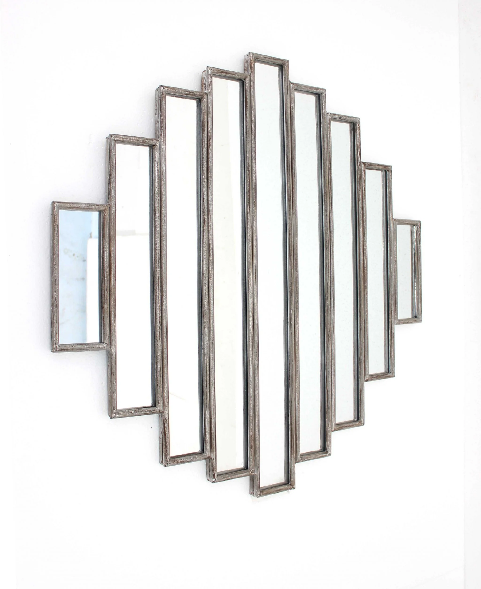 Silver Rustic Multi Mirrored Wall Sculpture By Homeroots - Image 3